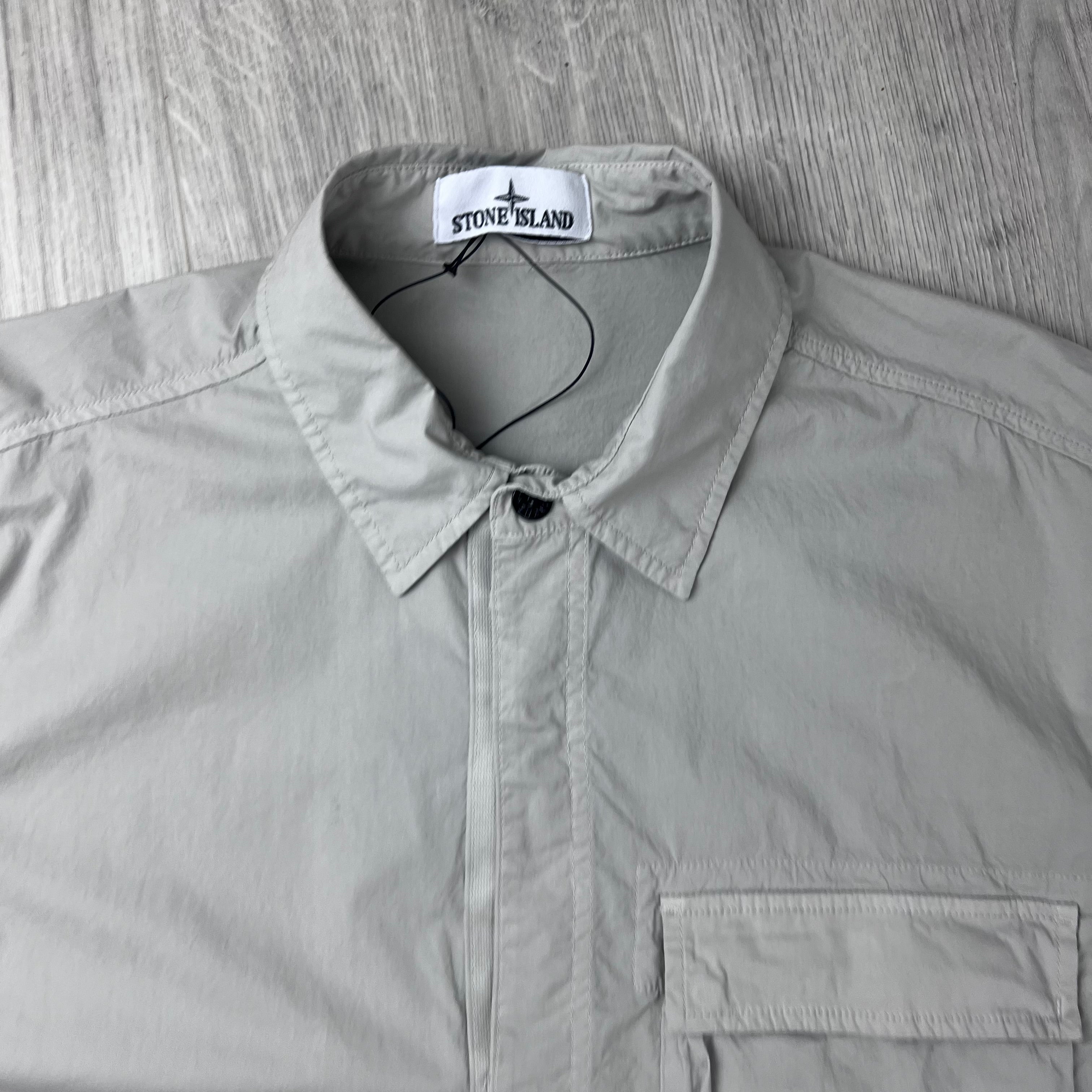 Stone Island 'Paracadute' Zip Overshirt - Pearl Grey