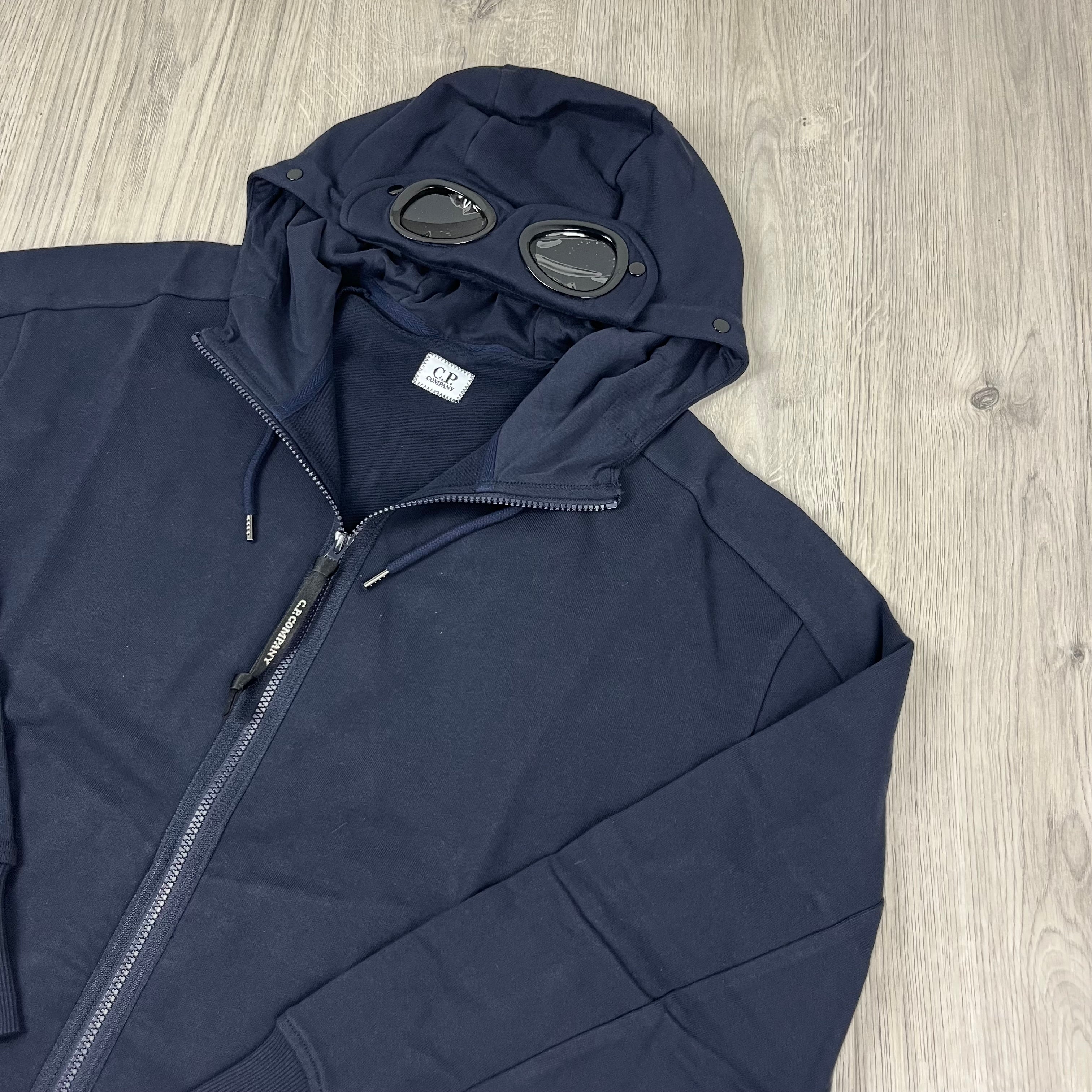 CP Company Raised Fleece Goggle Hoodie - Navy