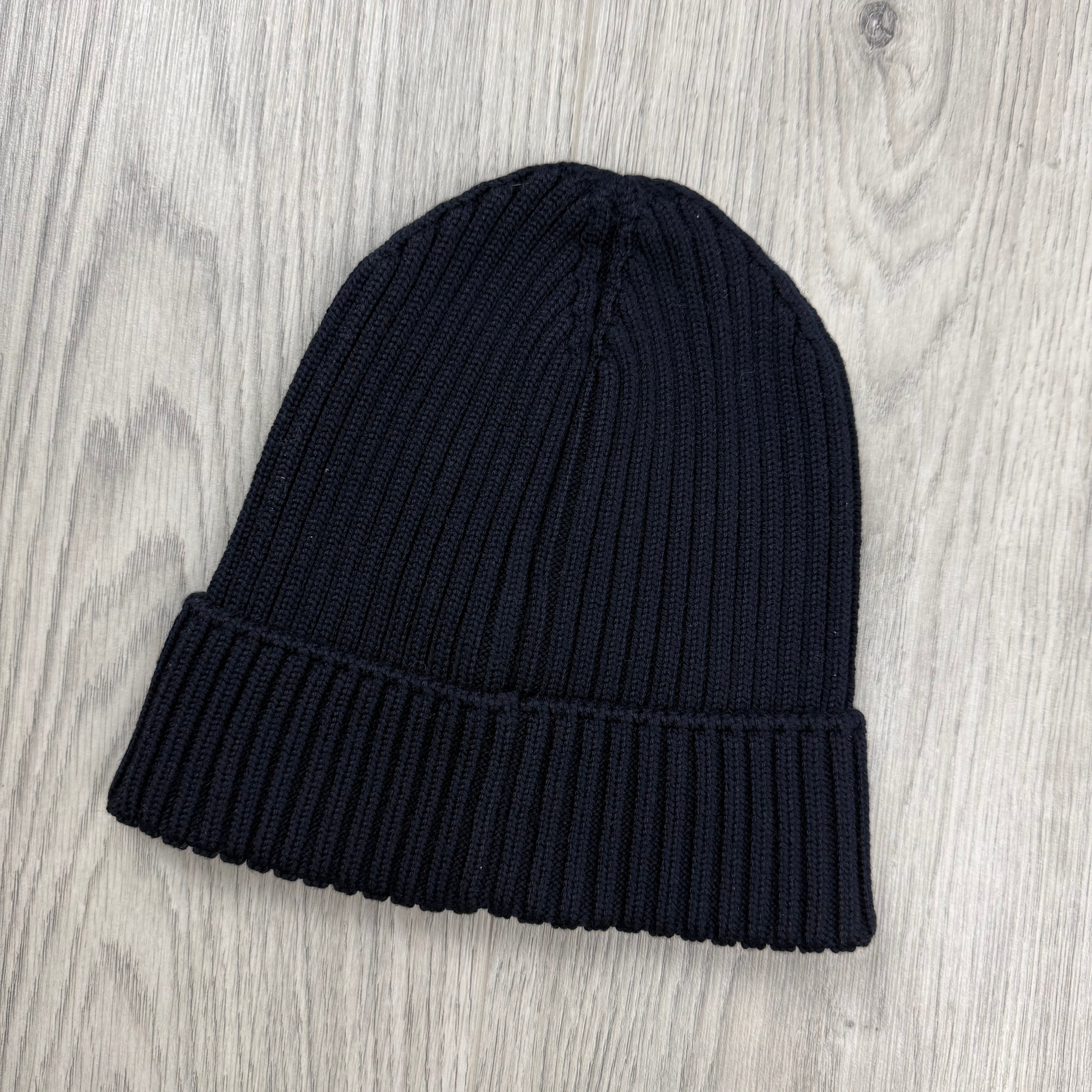 Moncler Junior Ribbed Beanie - Navy
