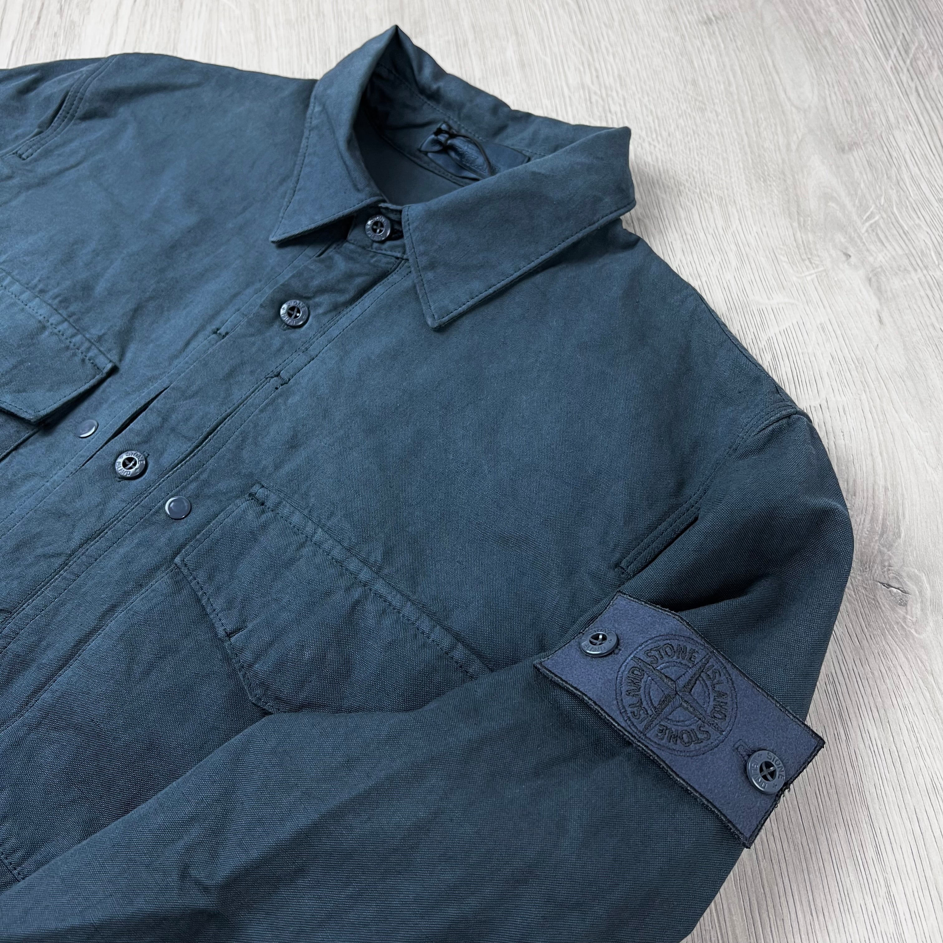 Stone Island Ghost Linen Overshirt - Slate Blue
