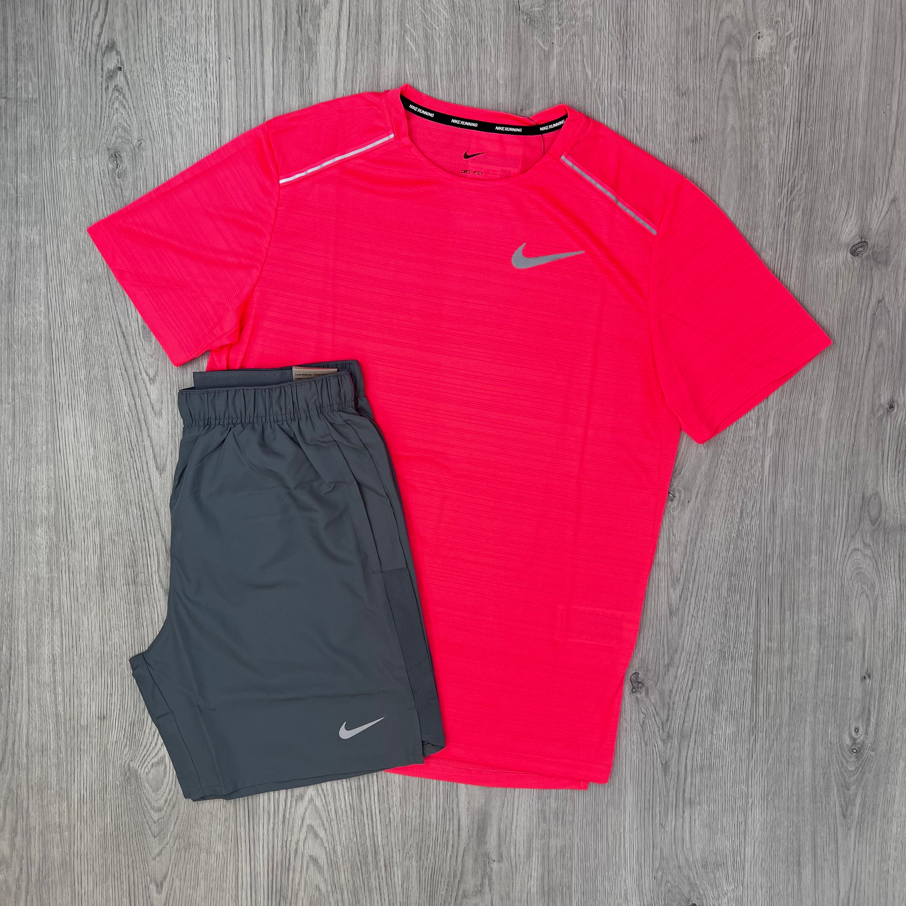 Nike 'Miler' Set - Crimson/Grey
