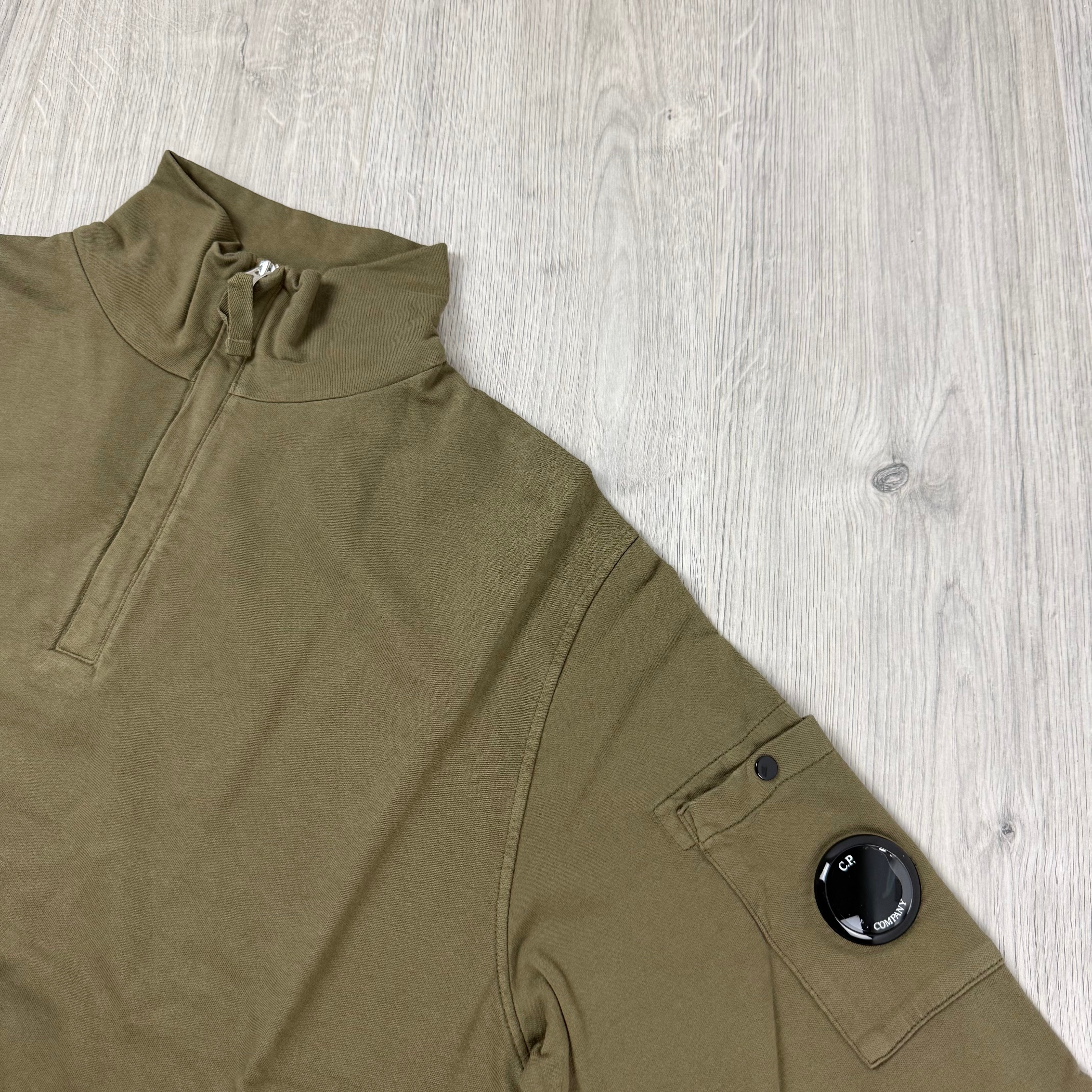 CP Company Light Fleece Zip Sweatshirt - Ivy Green