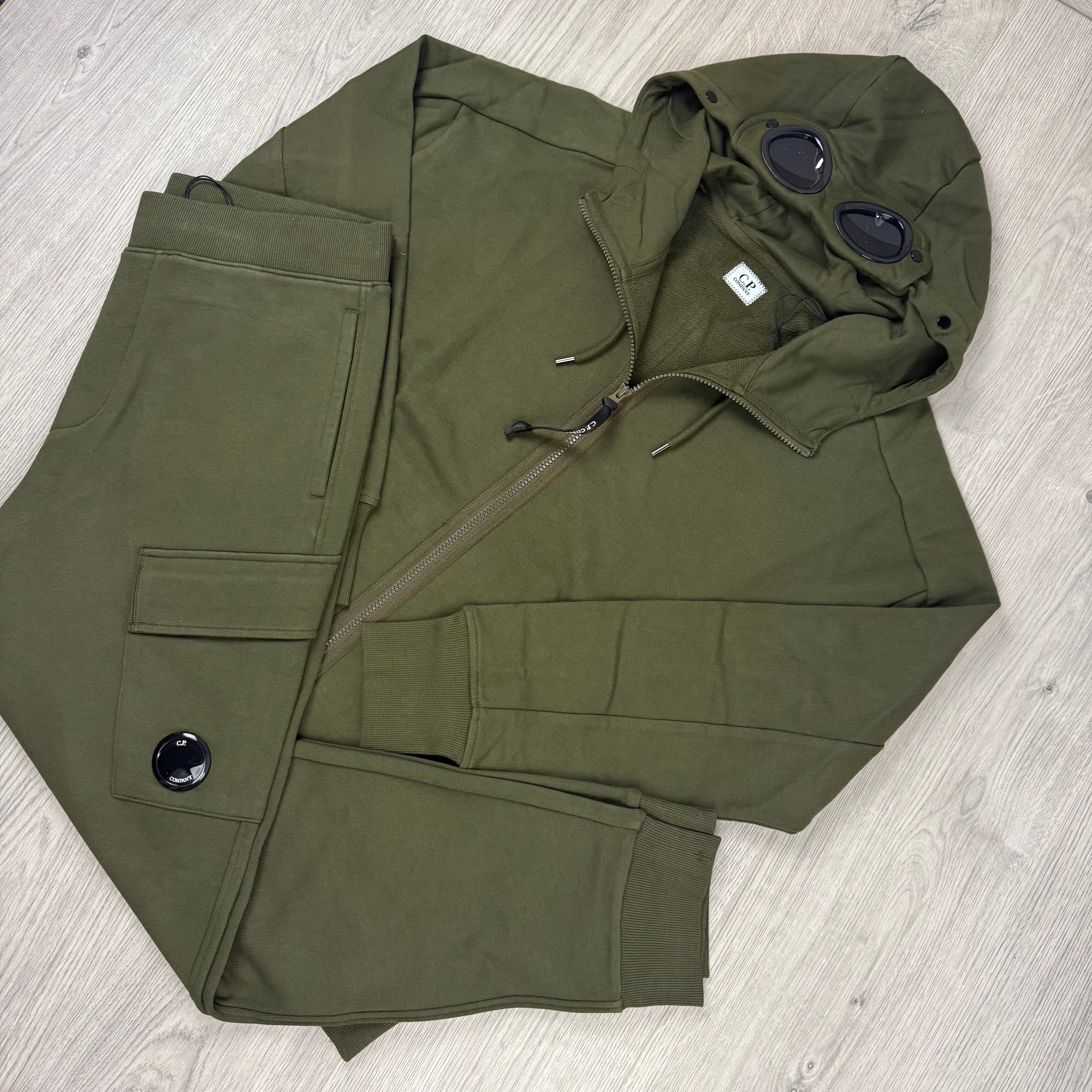 CP Company Raised Fleece Tracksuit - Ivy Green
