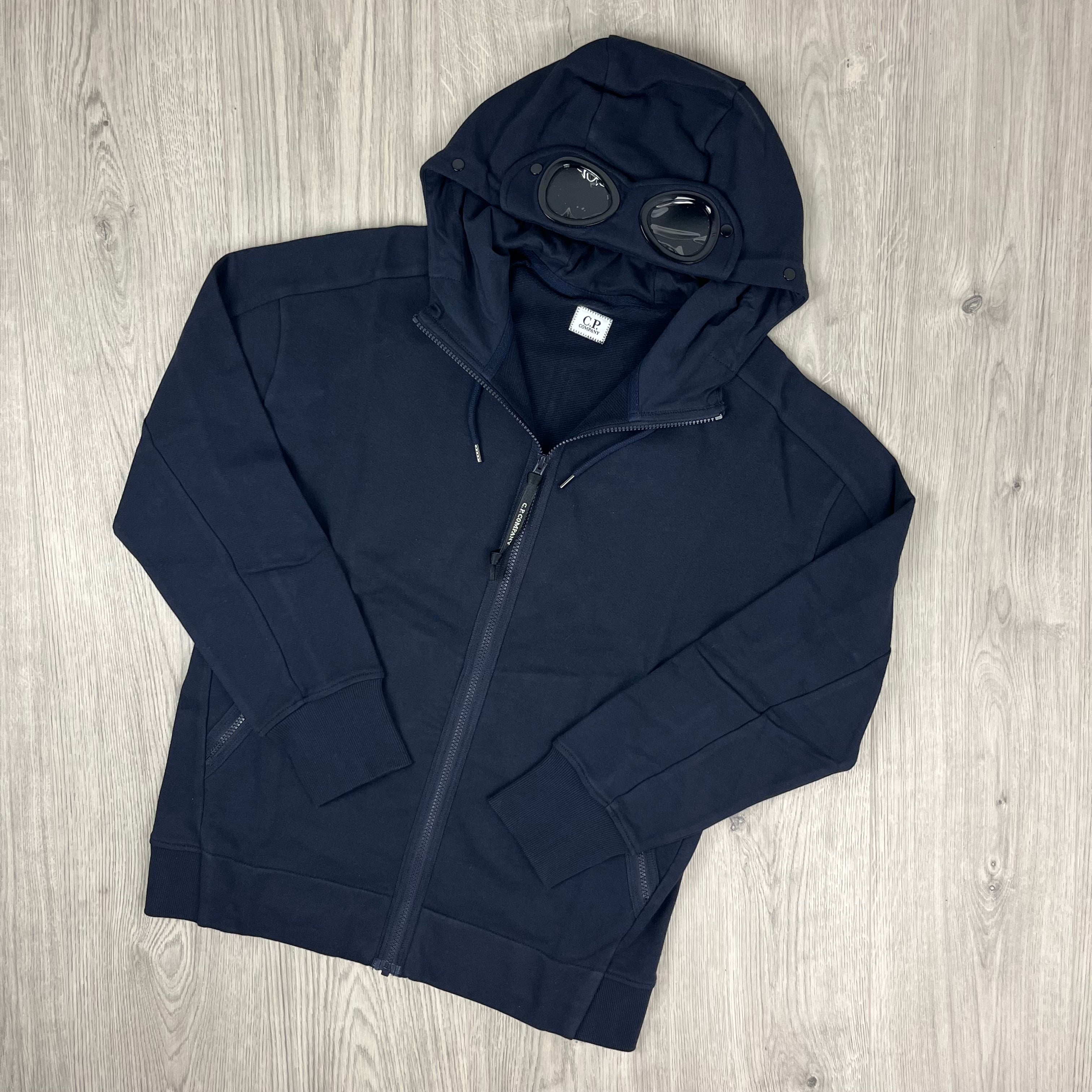 CP Company Raised Fleece Goggle Hoodie - Navy