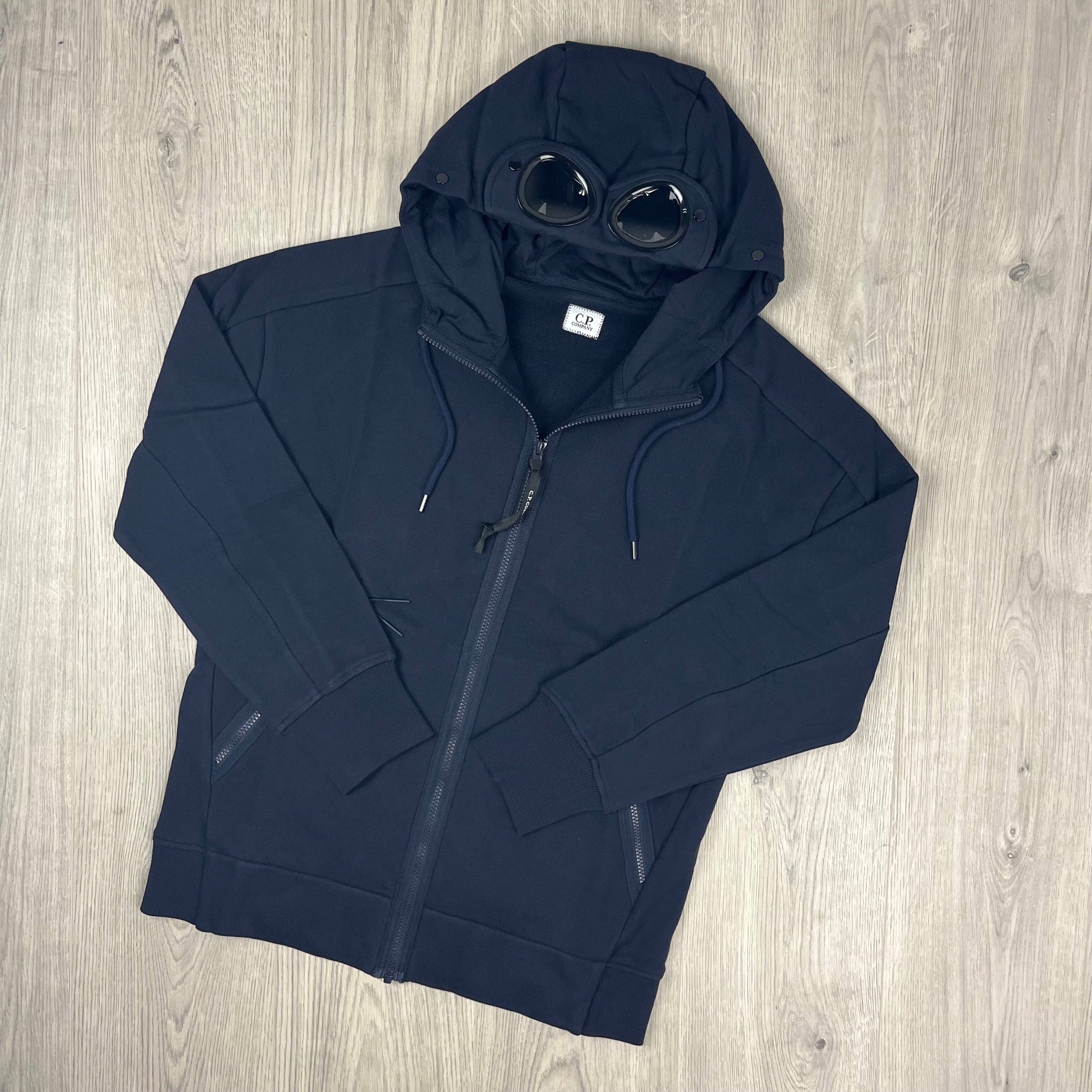 CP Company Raised Fleece Goggle Hoodie - Navy