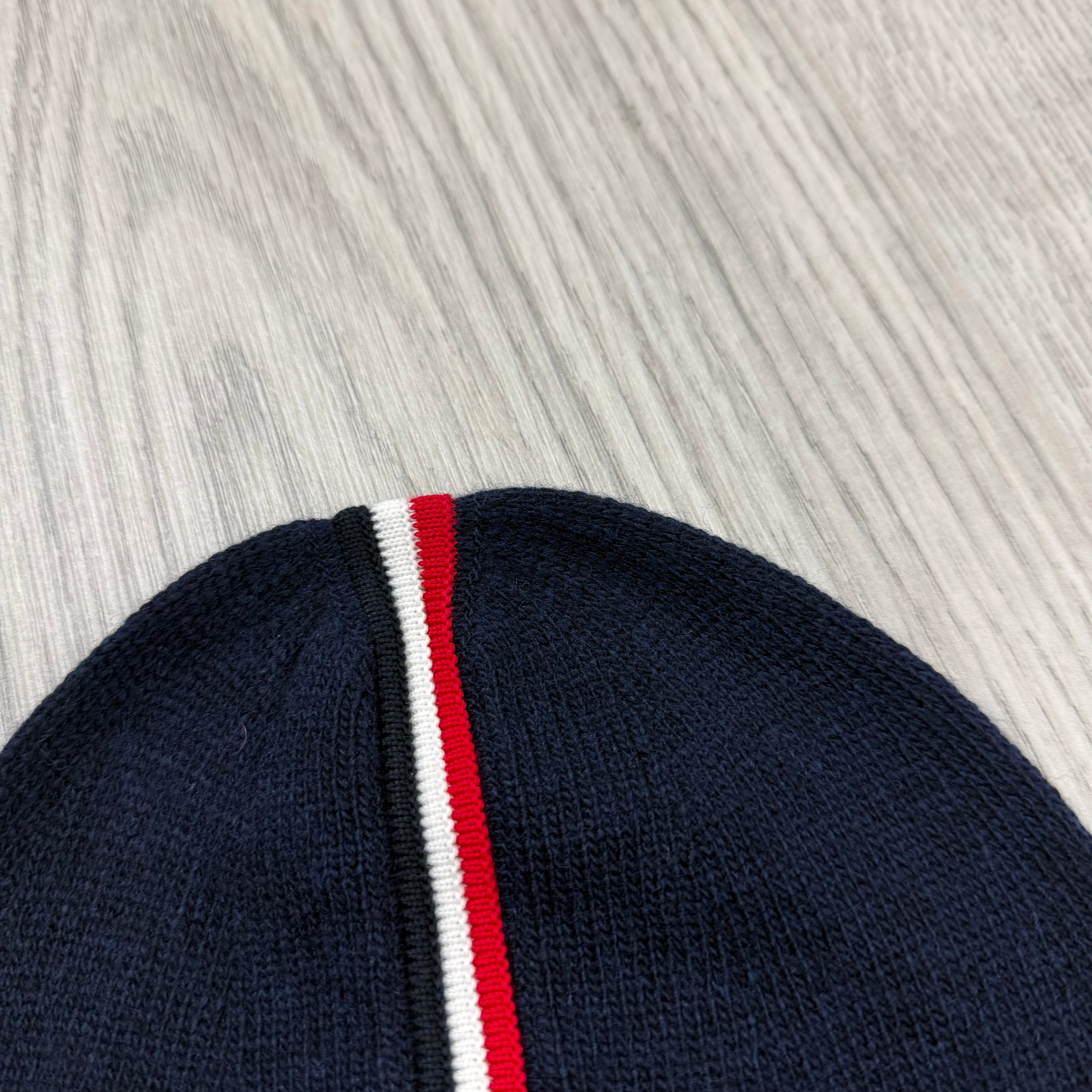Moncler Junior Tricolour Beanie - Navy