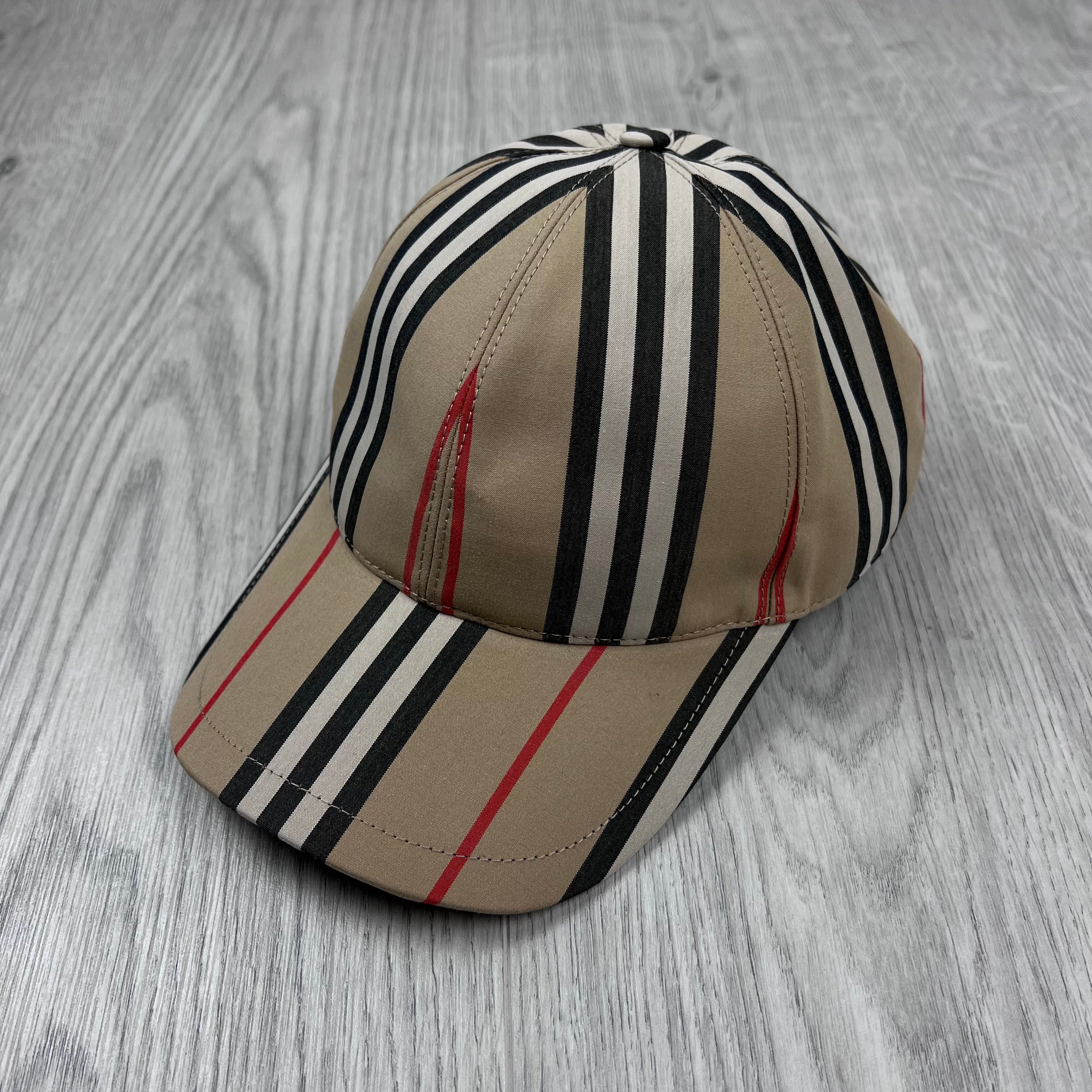 Men's Burberry Striped Baseball Cap in Beige. On sale at Open Attire.