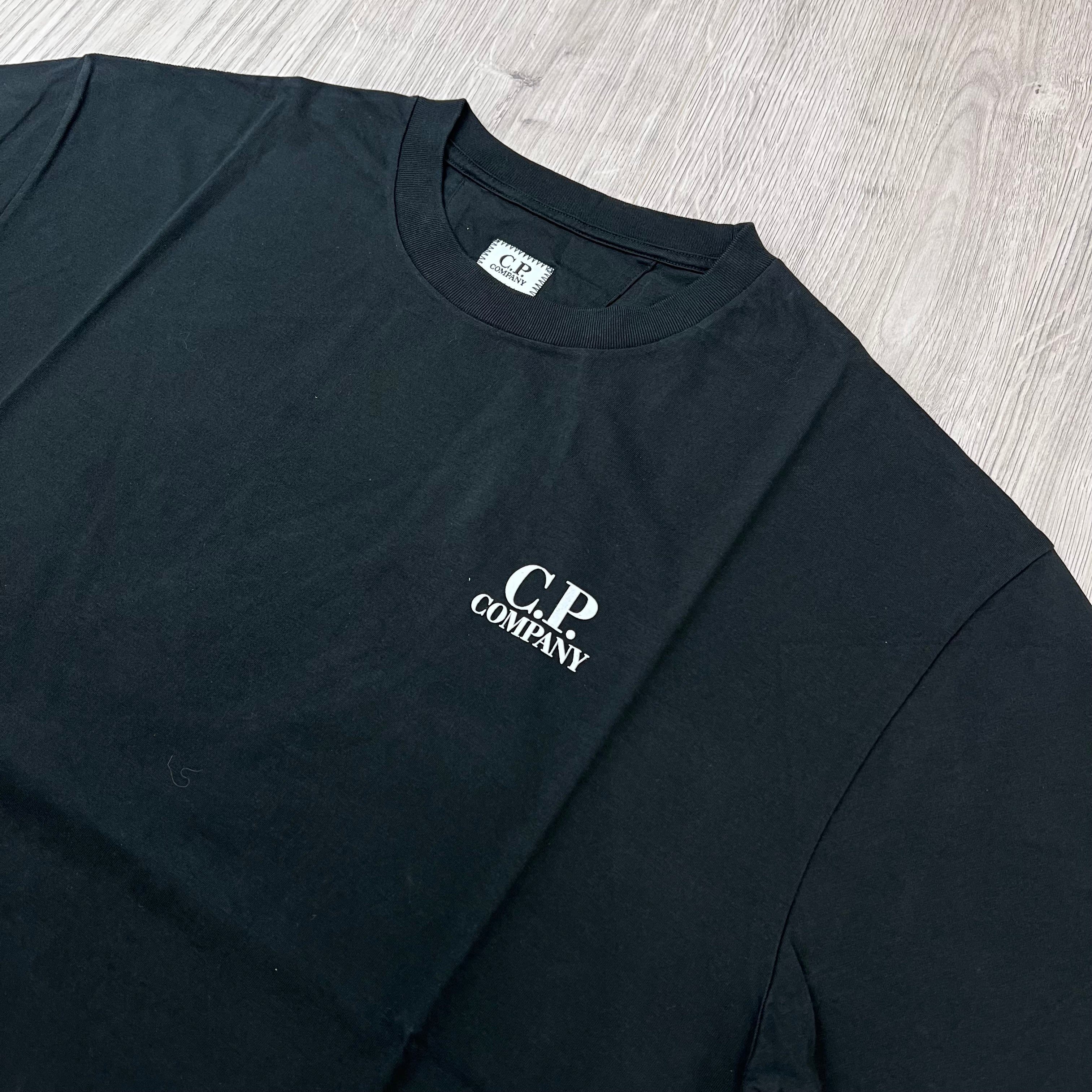 CP Company 30/1 Jersey Short Sleeve British Sailor T-Shirt in Black - logo detail