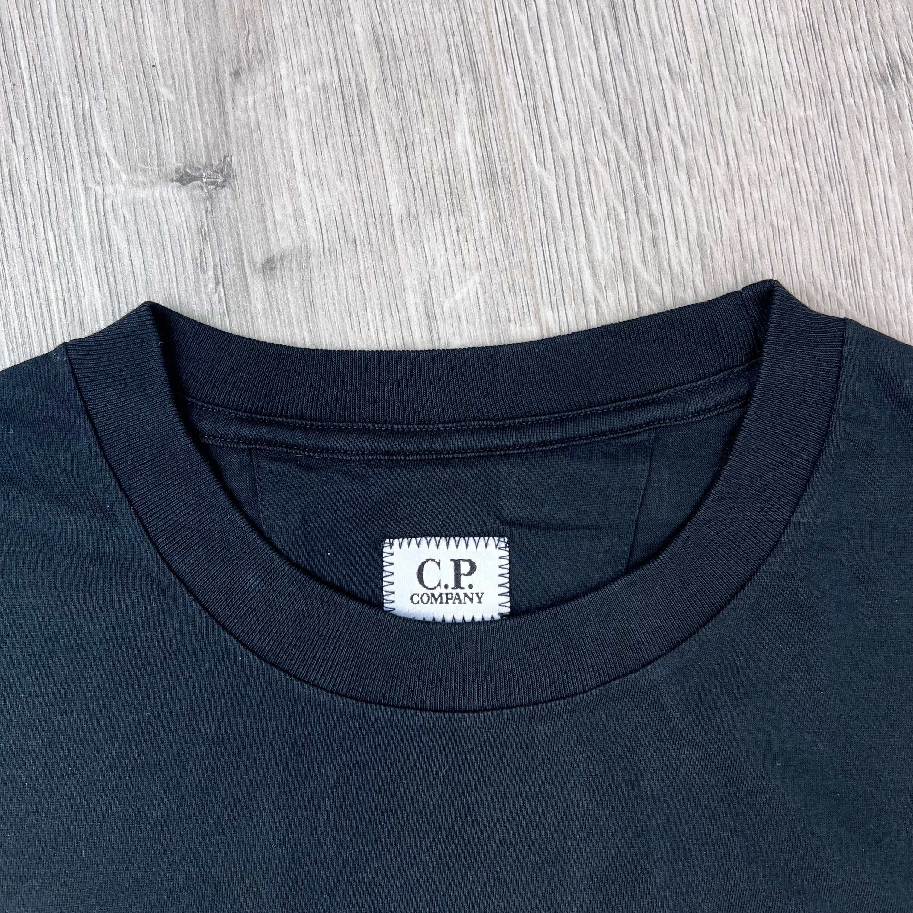 CP Company 30/1 Jersey Short Sleeve British Sailor T-Shirt in Black - neck label