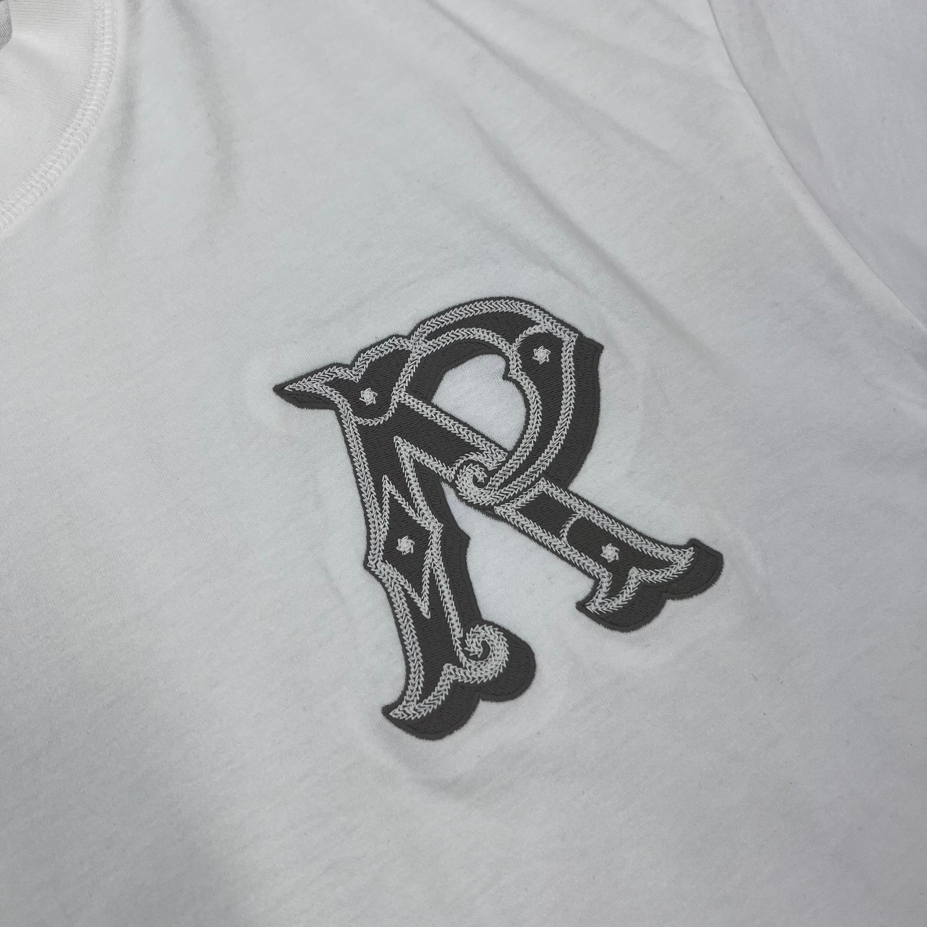 Represent 'Western Initials' T-Shirt in Flat White - Embroidered logo.