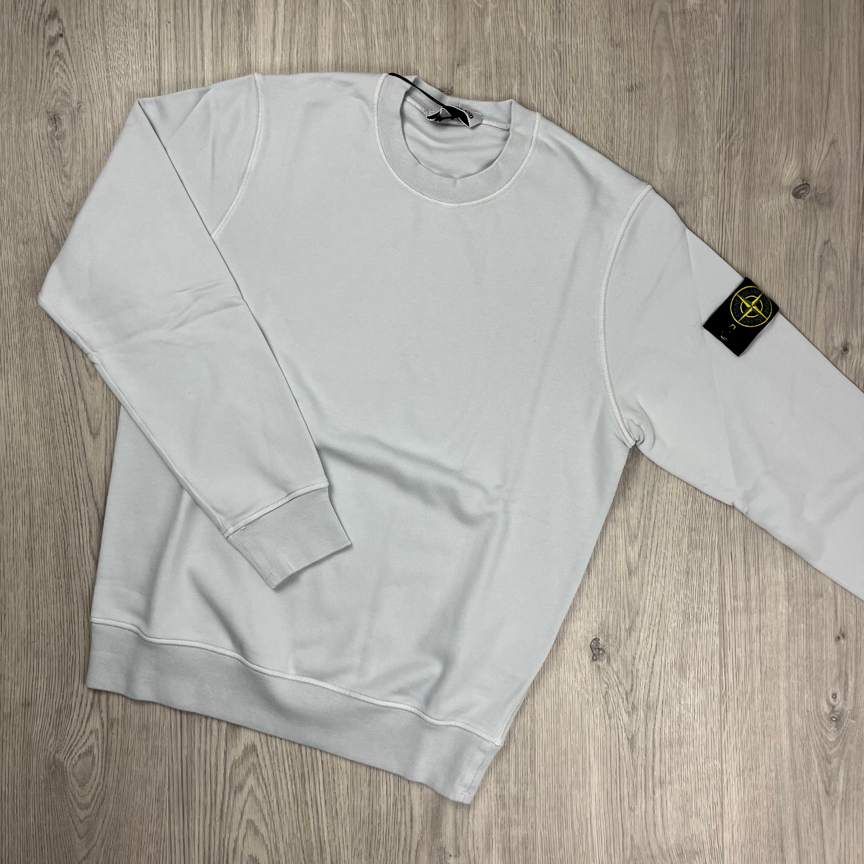 Stone Island Dyed Cotton Sweatshirt in Sky Blue. On sale at Open Attire.