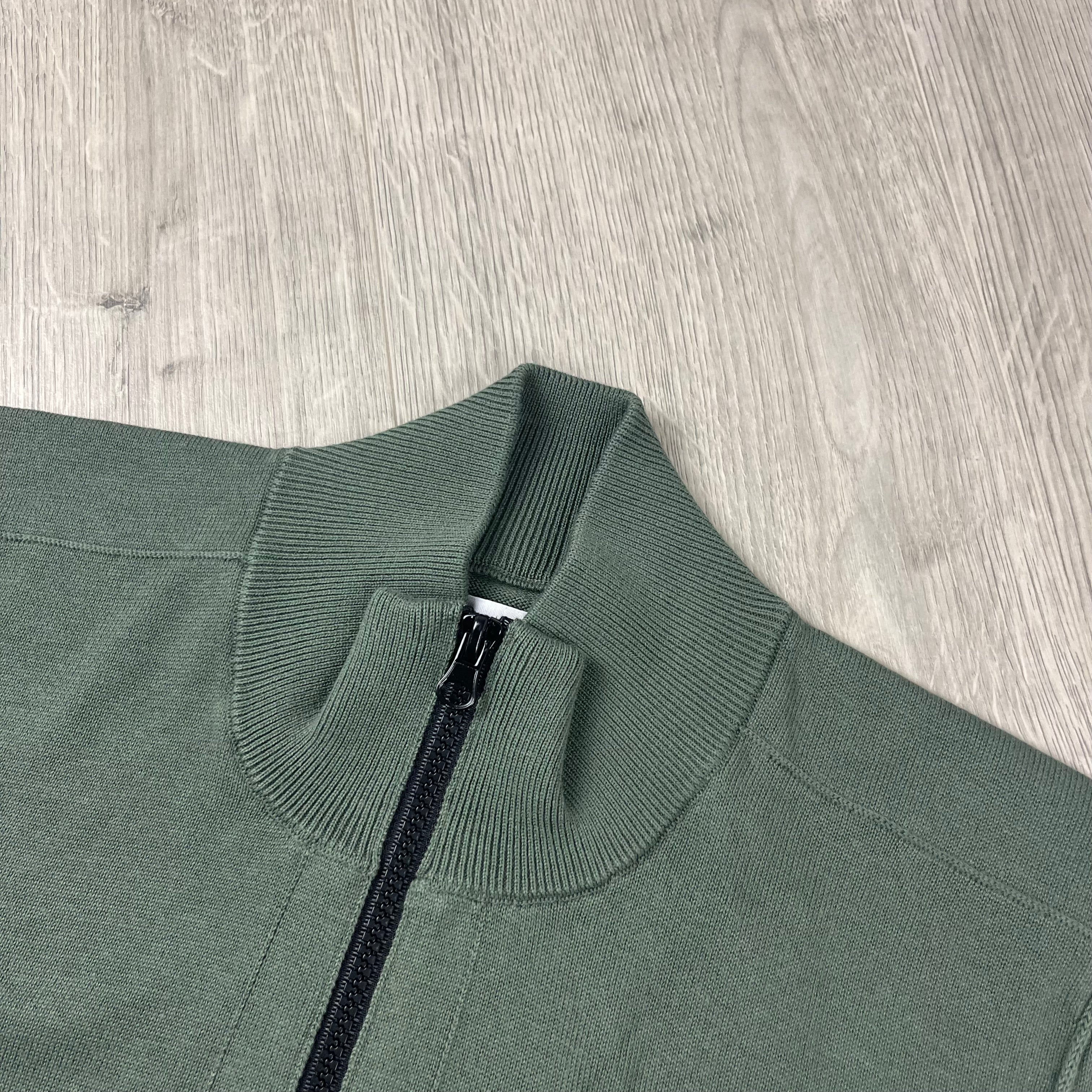 Stone Island Half Zip Knit Fleece in Musk Green. On sale at Open Attire.