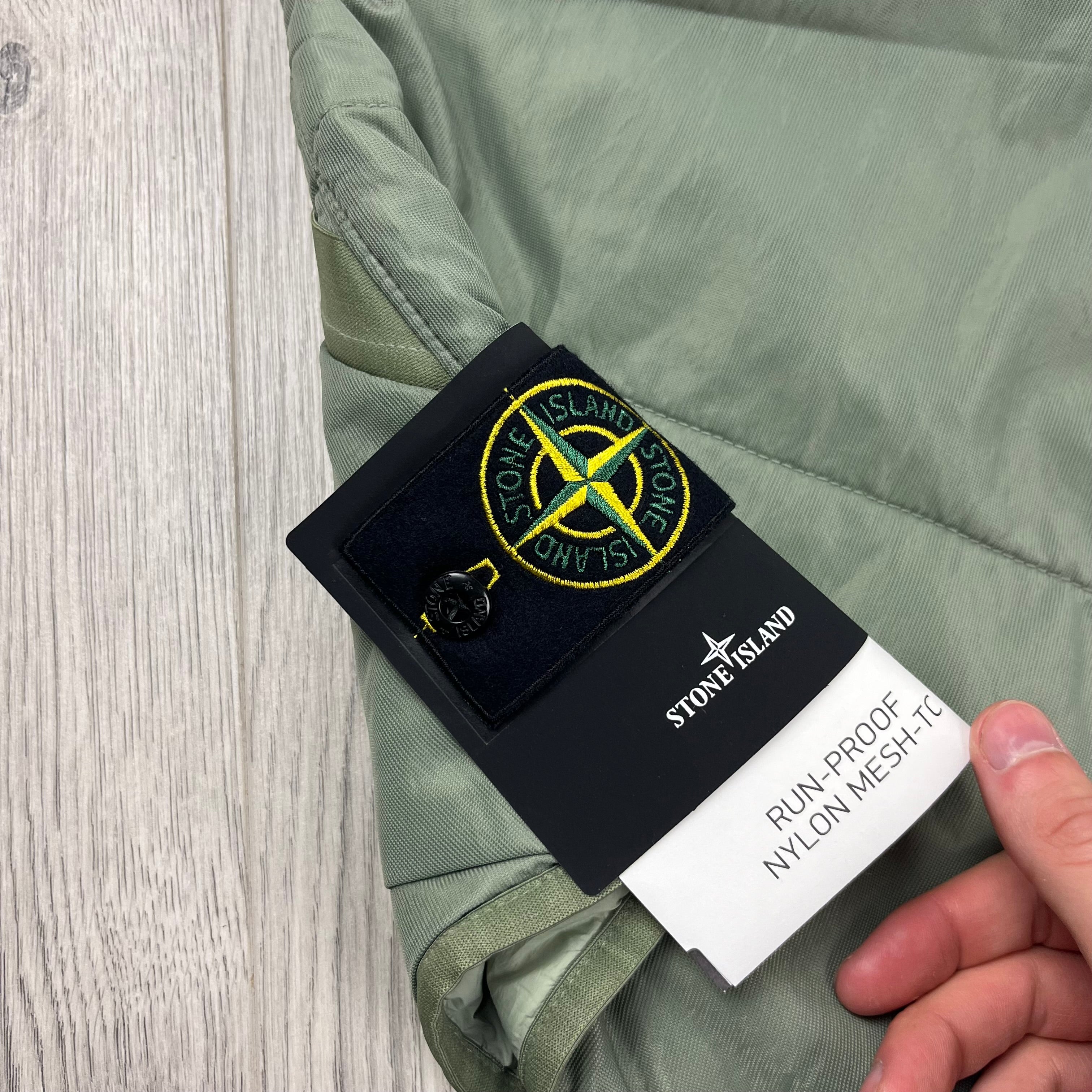 Stone Island Run-Proof Nylon Mesh-TC Gilet in Sage Green. On sale at Open Attire.
