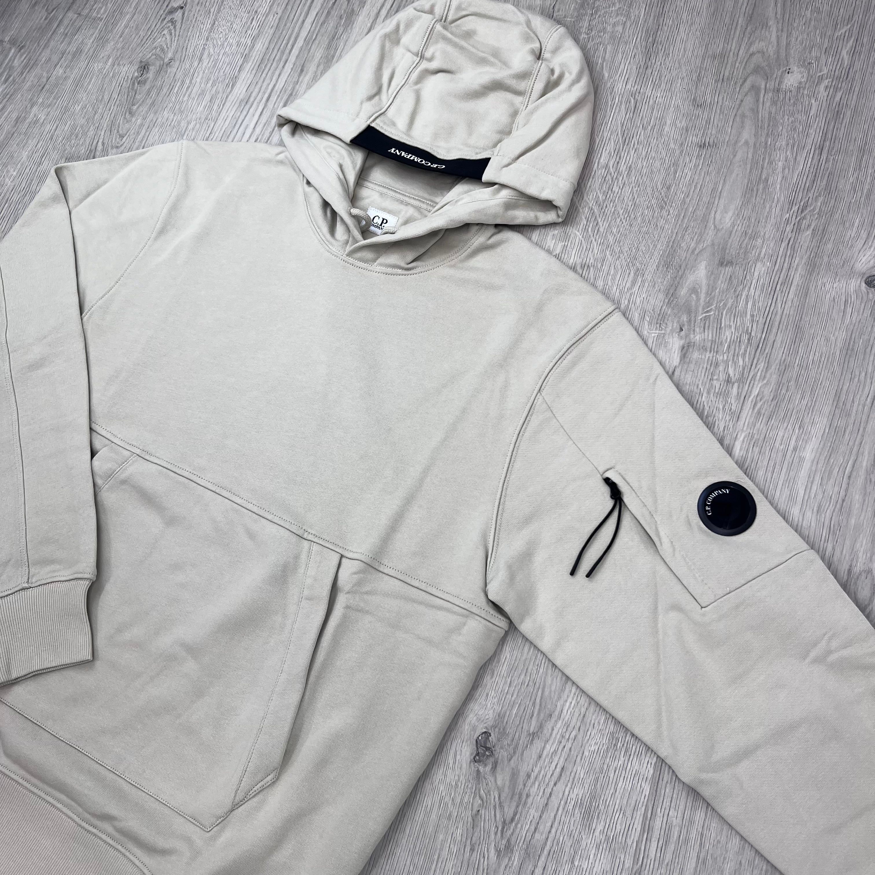 CP Company Raised Fleece Hoodie - Silver Birch