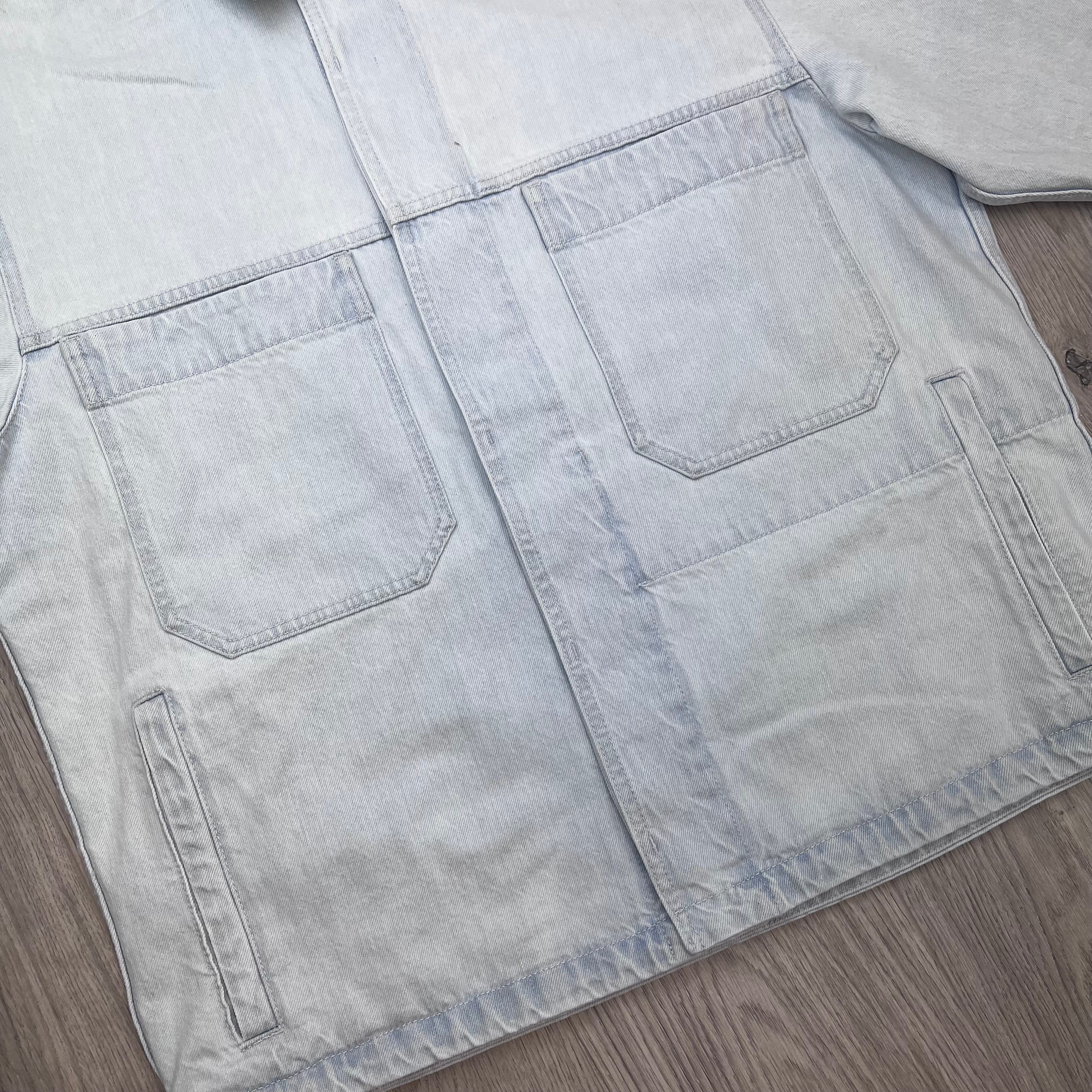Stone Island Bleached Denim Jacket - Blue