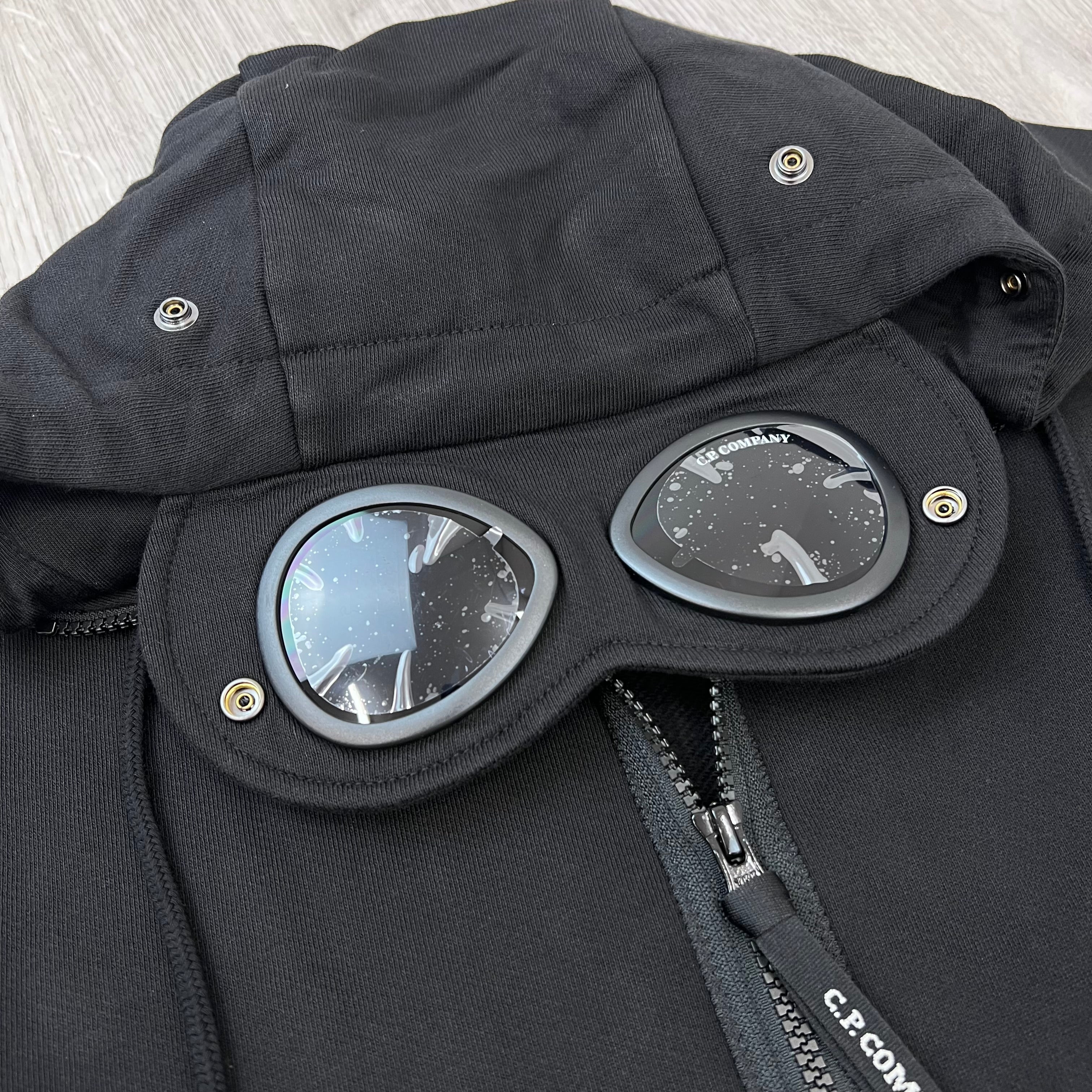 CP Company Raised Fleece Goggle Hoodie - Black