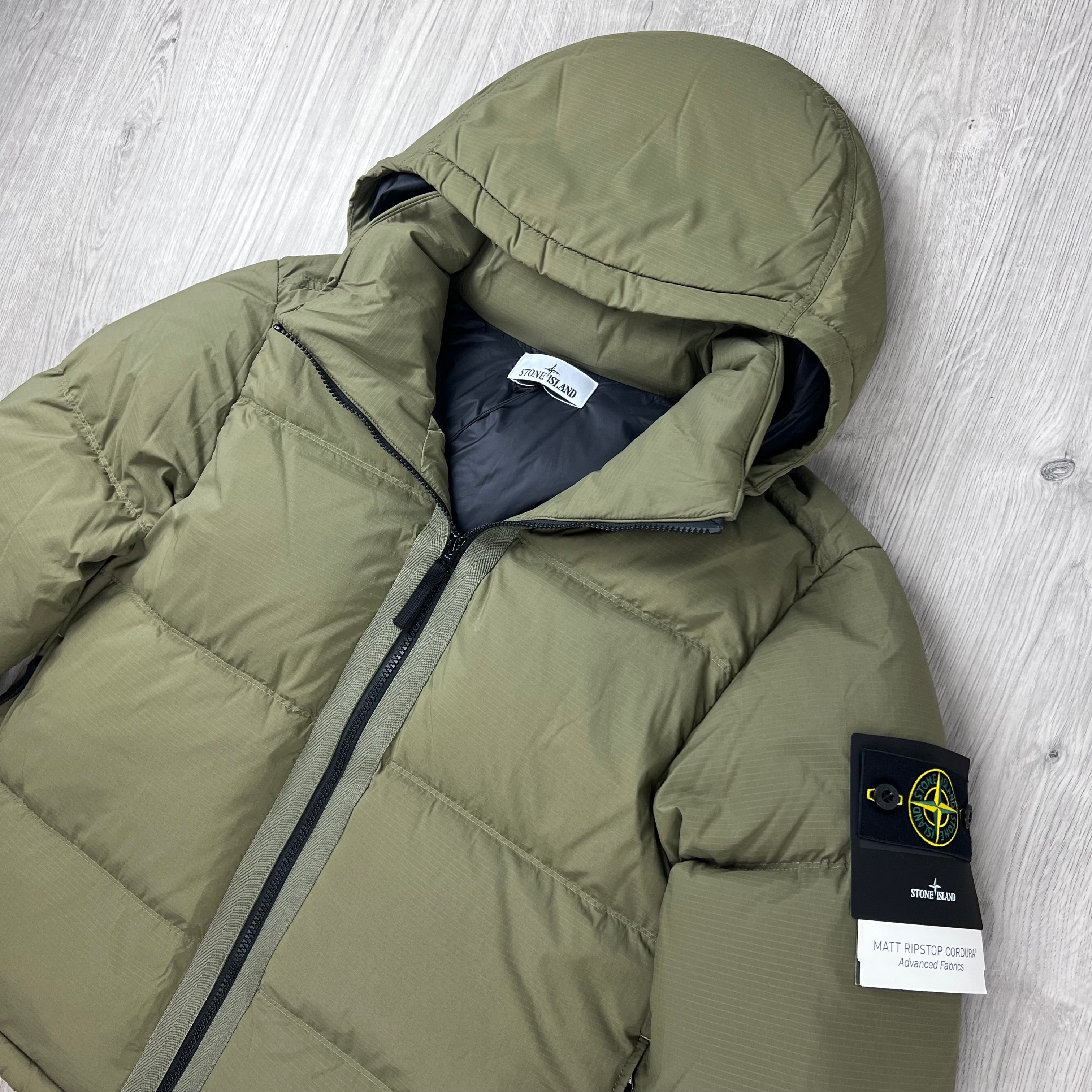 Stone Island Ripstop Down Jacket - Military Green