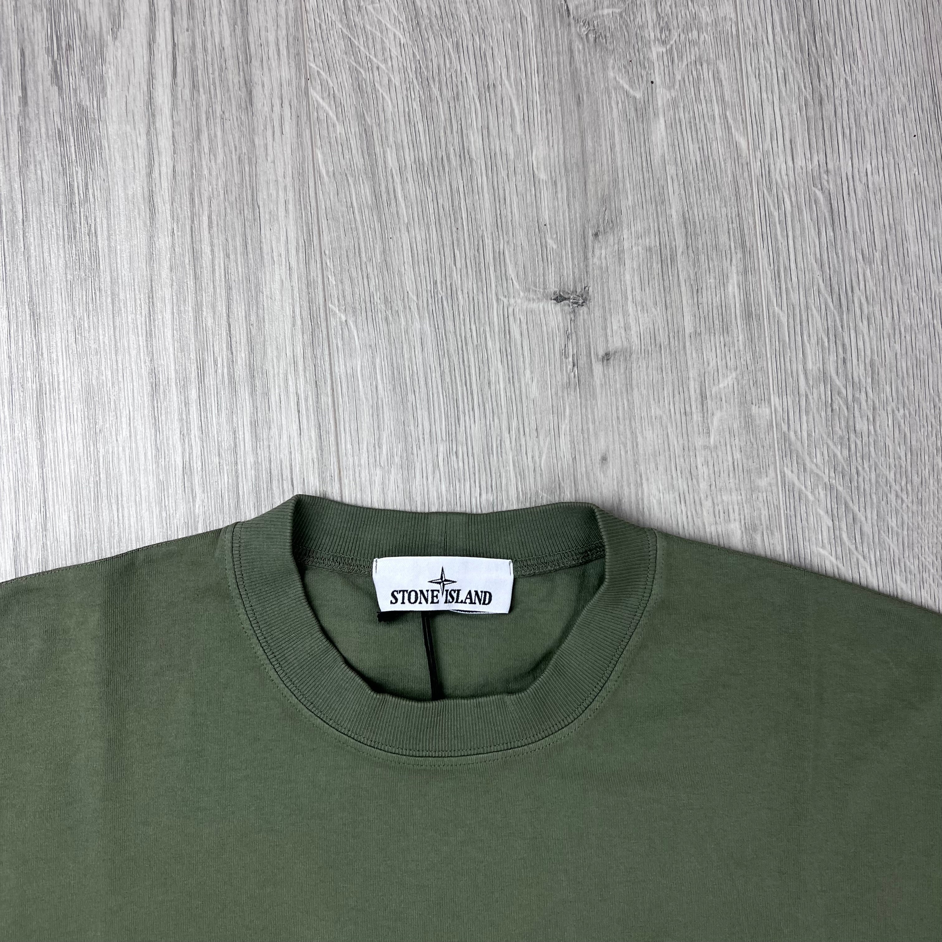 Stone Island Combed Organic Patch T-Shirt - Military