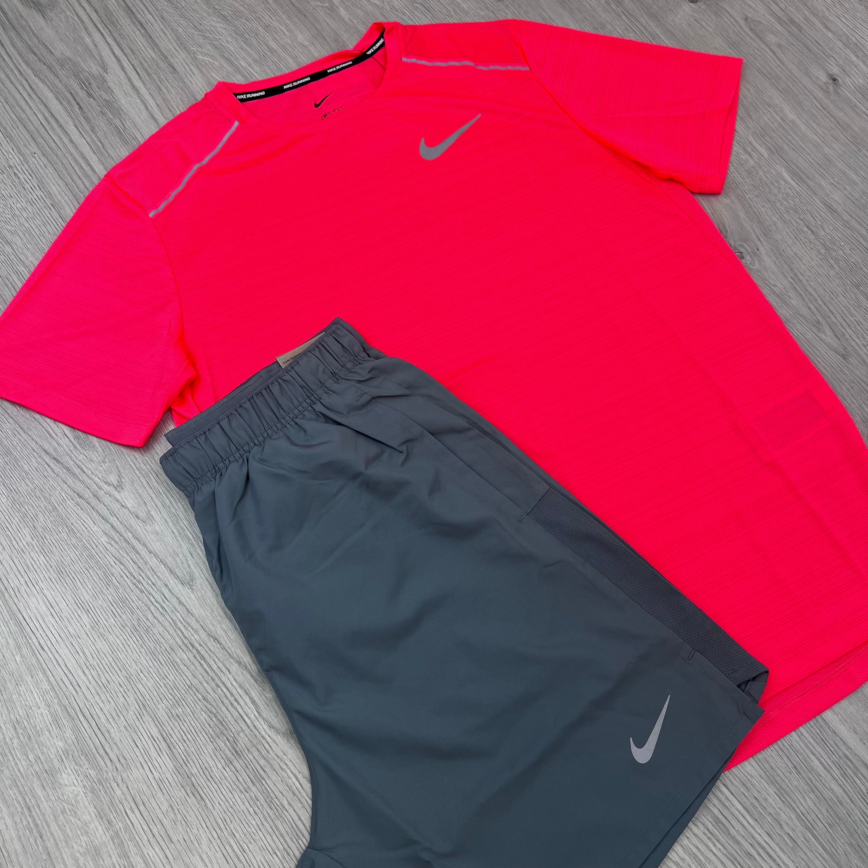 Nike 'Miler' Set - Crimson/Grey