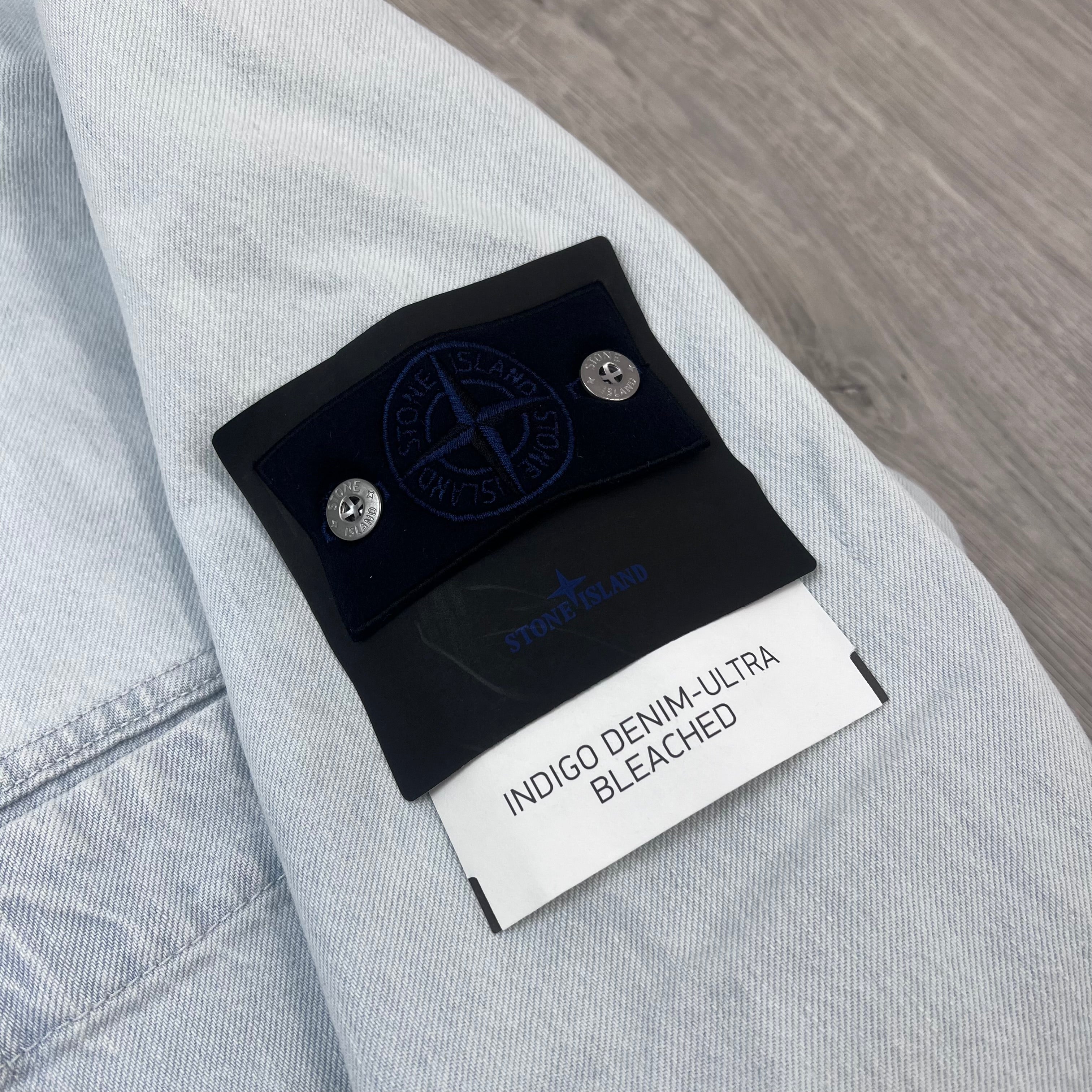 Stone Island Bleached Denim Jacket - Blue