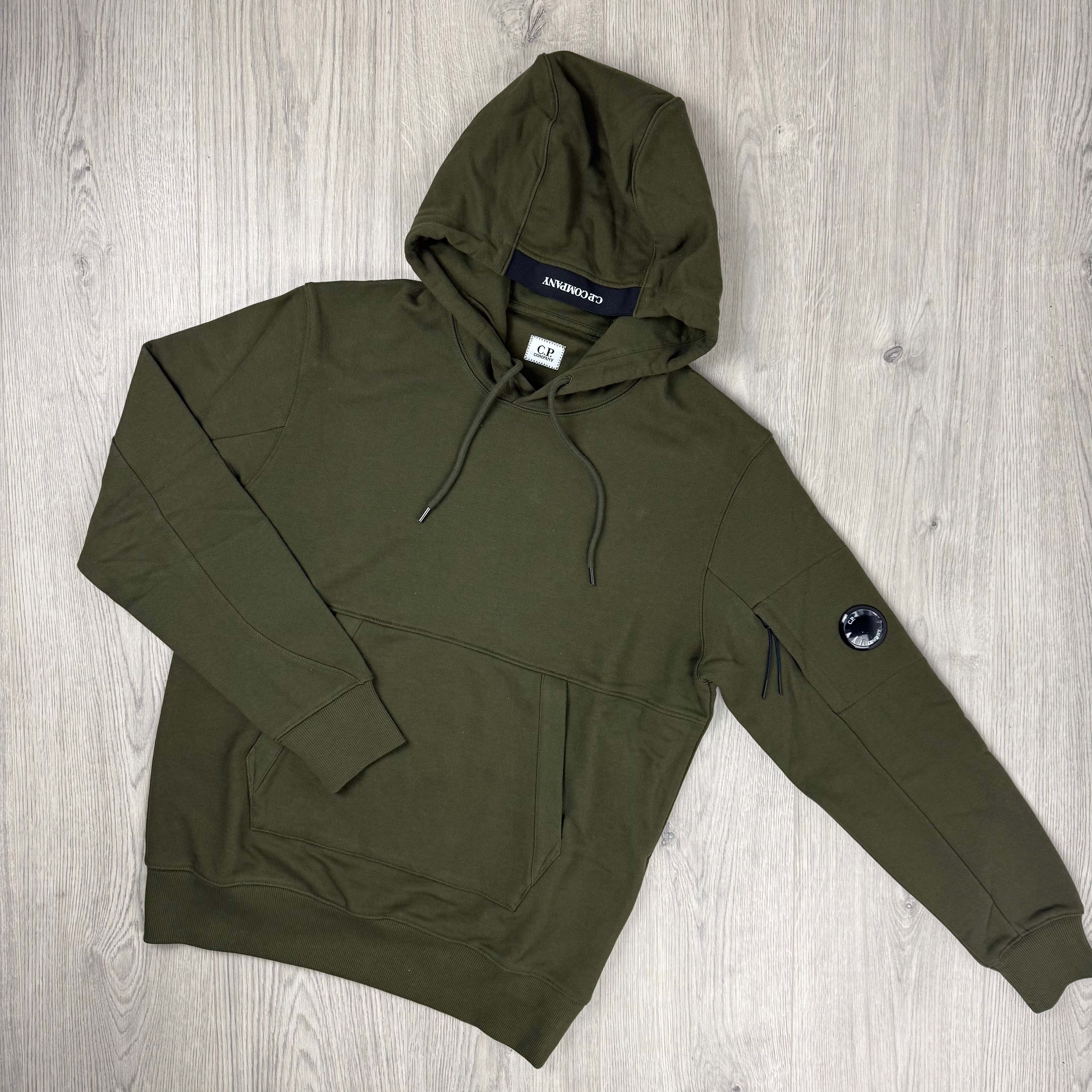CP Company Raised Fleece Hoodie - Ivy Green