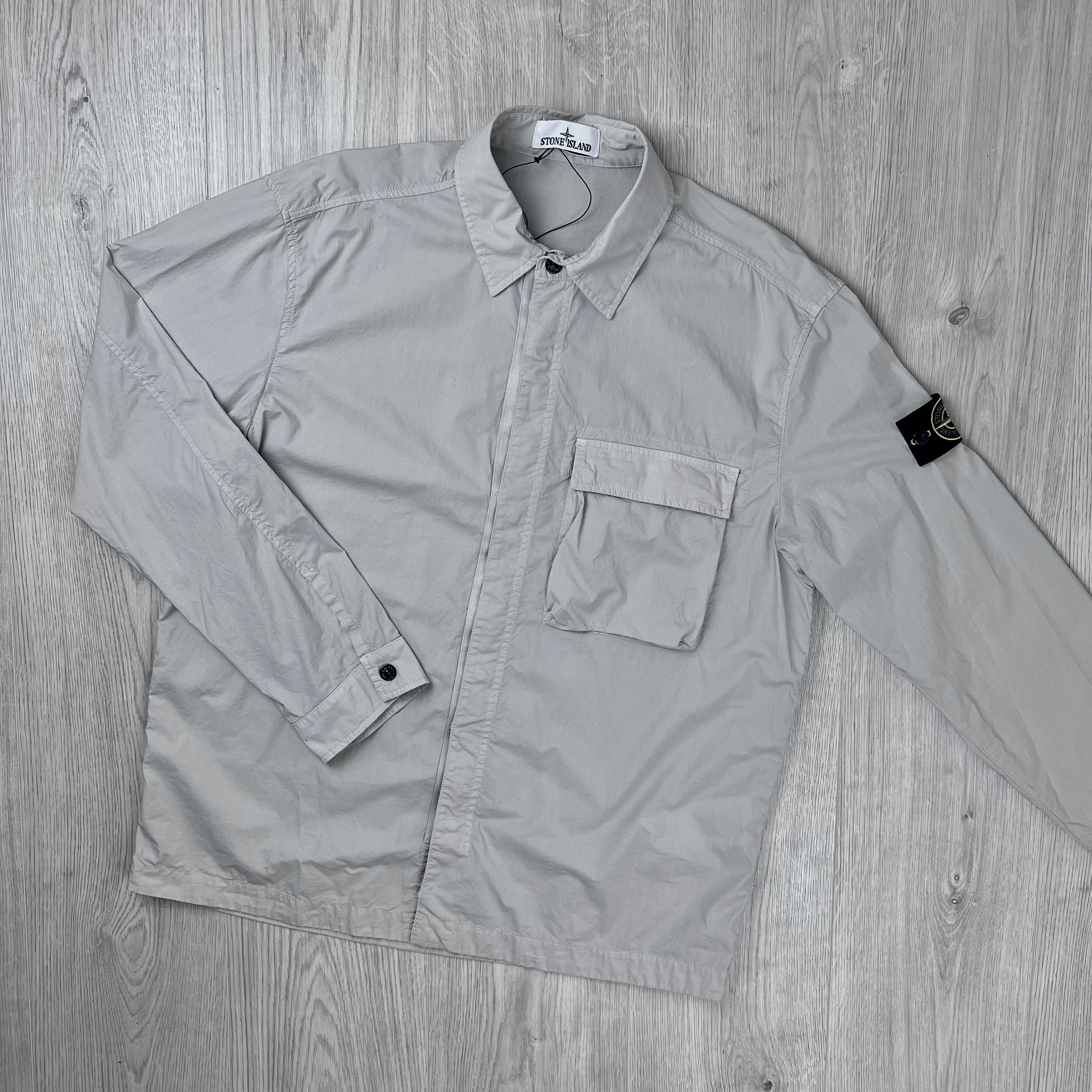 Stone Island 'Paracadute' Zip Overshirt - Pearl Grey