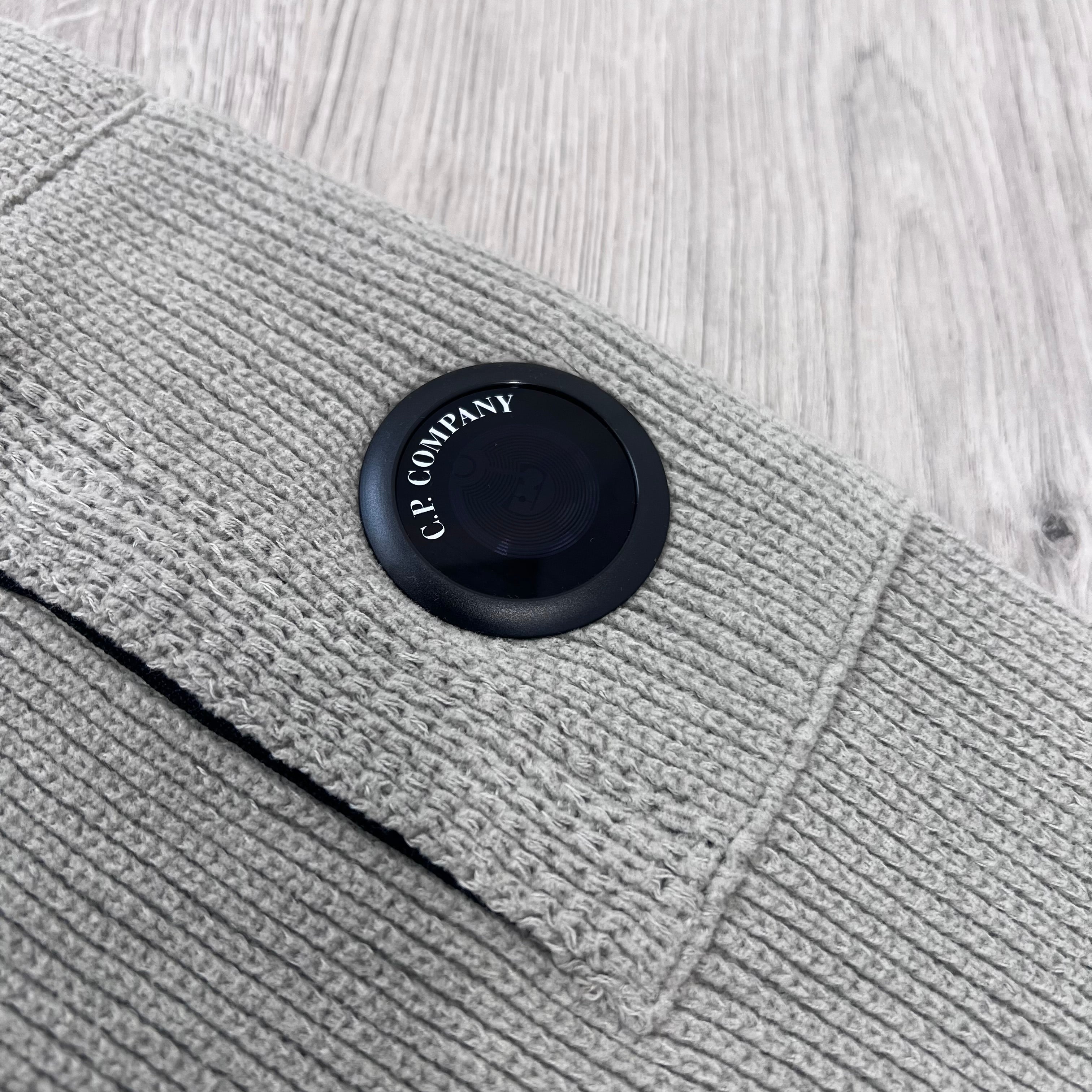 CP Company Chenille Knit Polo - Flint Grey