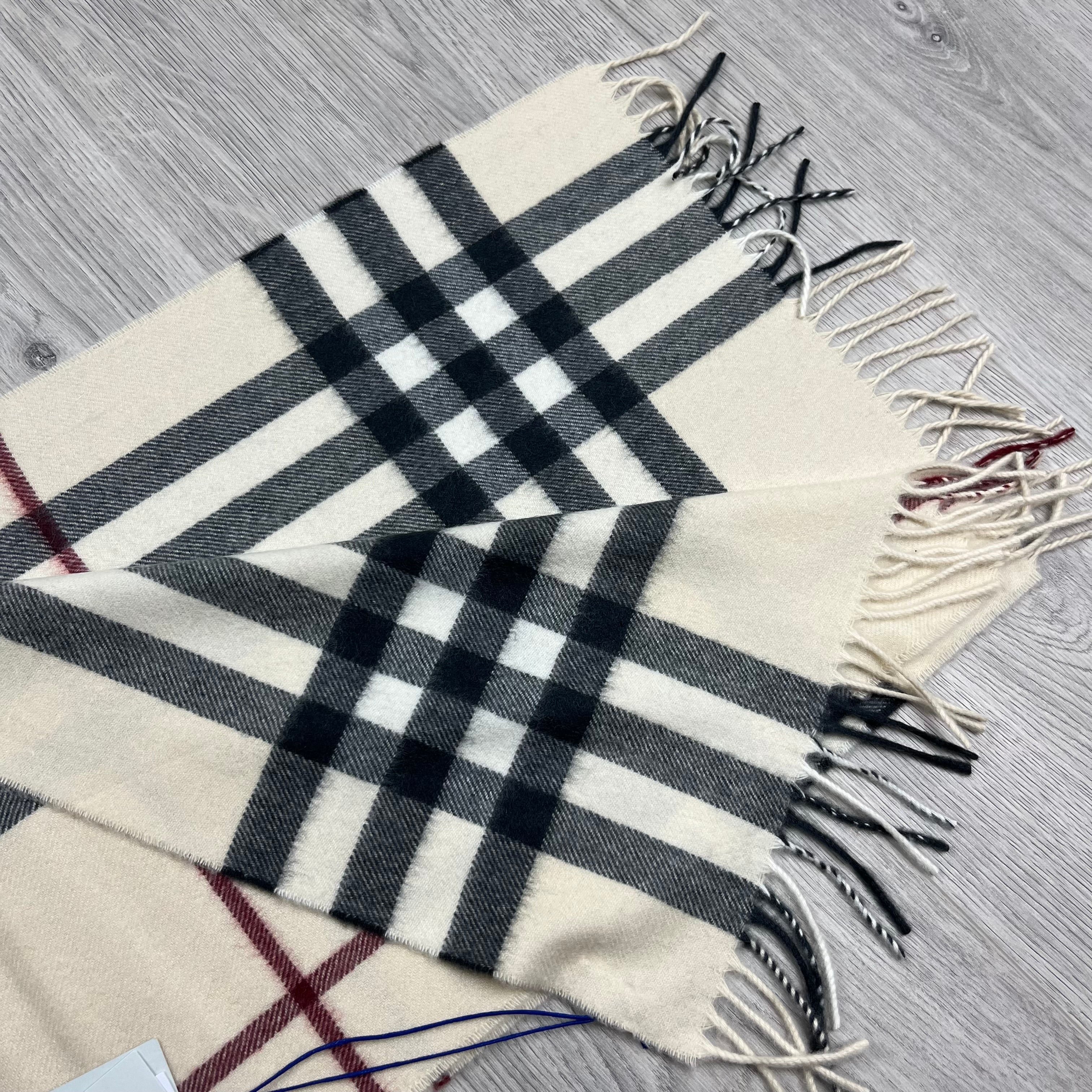 Burberry Reversible Cashmere Scarf in Archive Check. On sale at Open Attire.