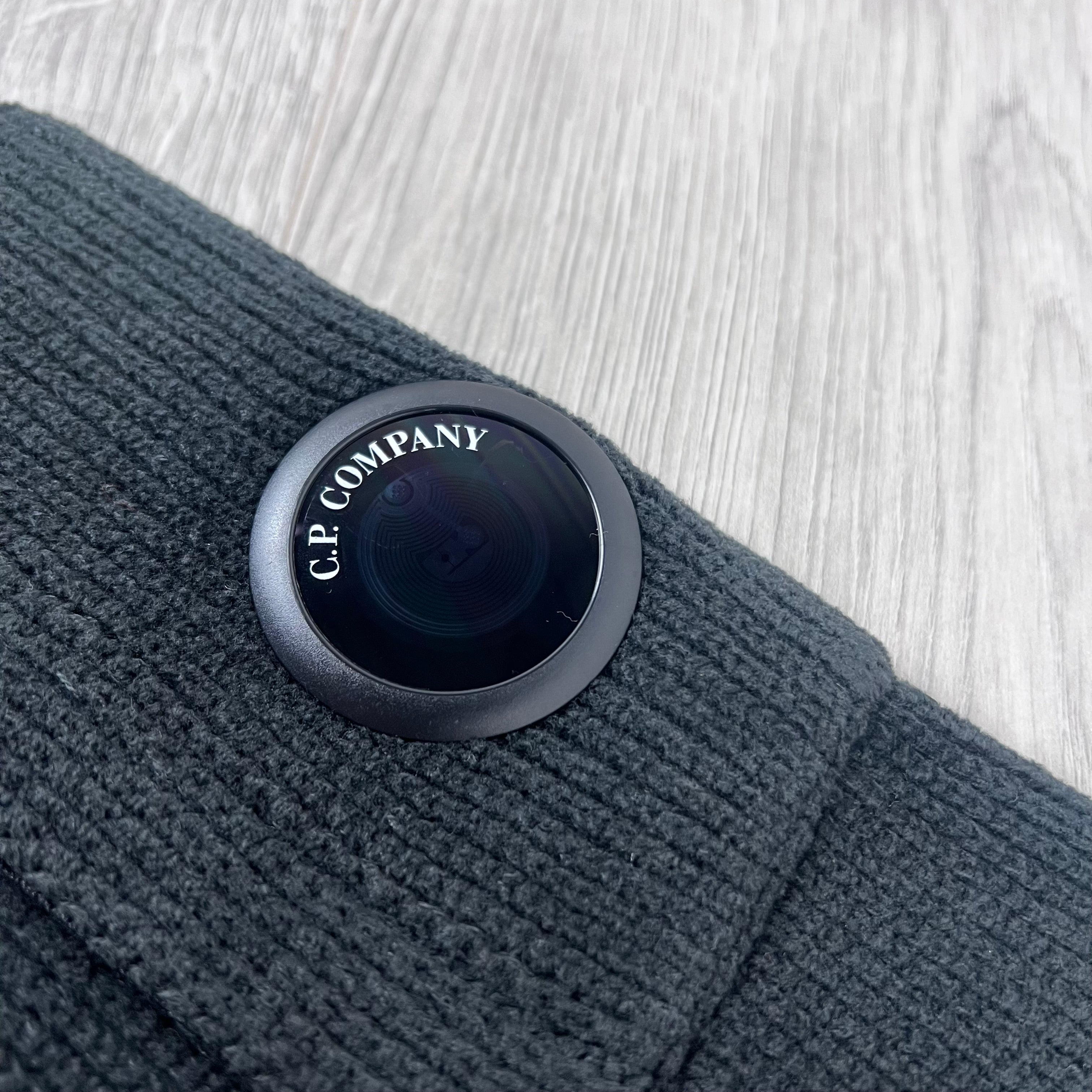 CP Company Chenille Knit Polo - Black