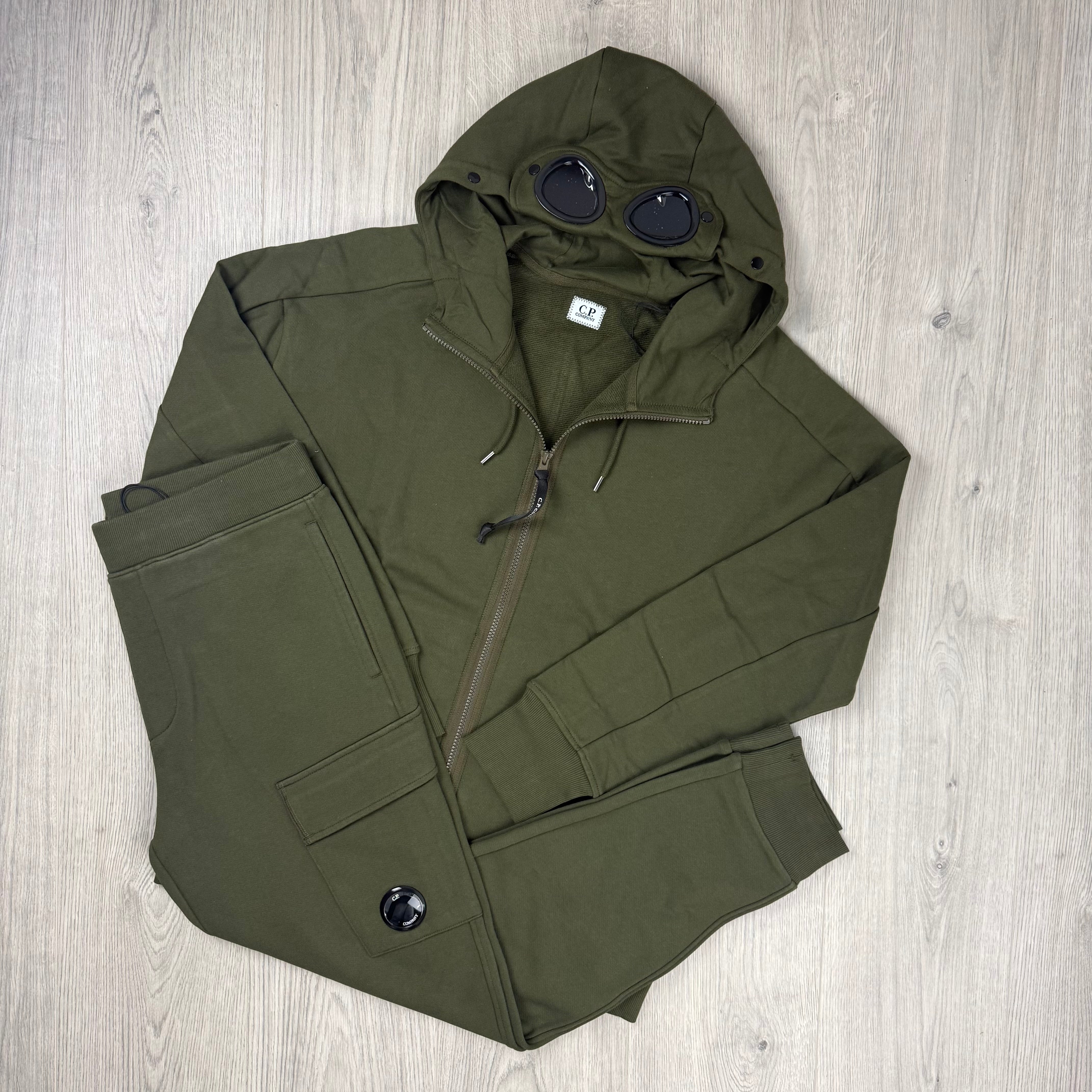 CP Company Raised Fleece Tracksuit - Ivy Green
