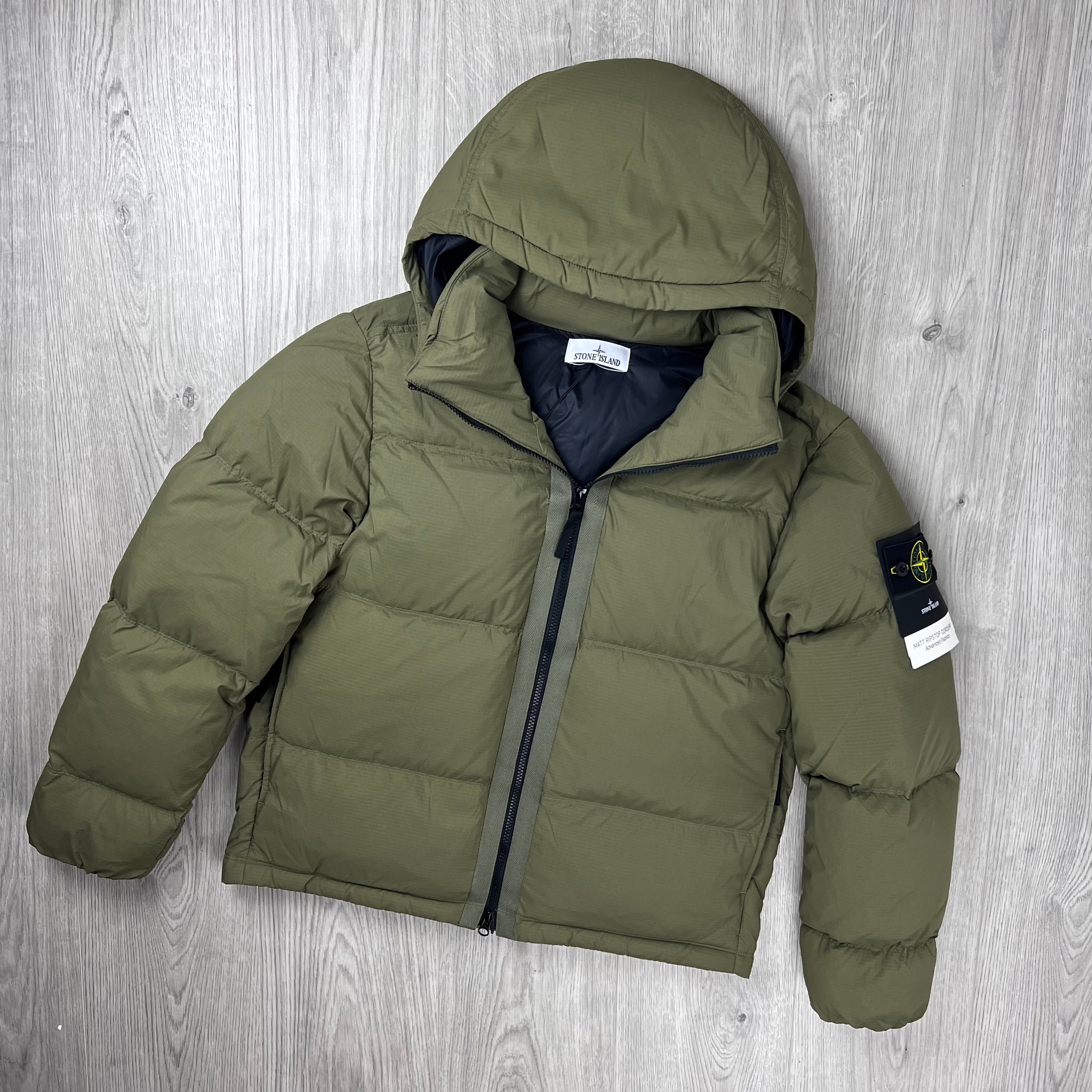 Stone Island Ripstop Down Jacket - Military Green