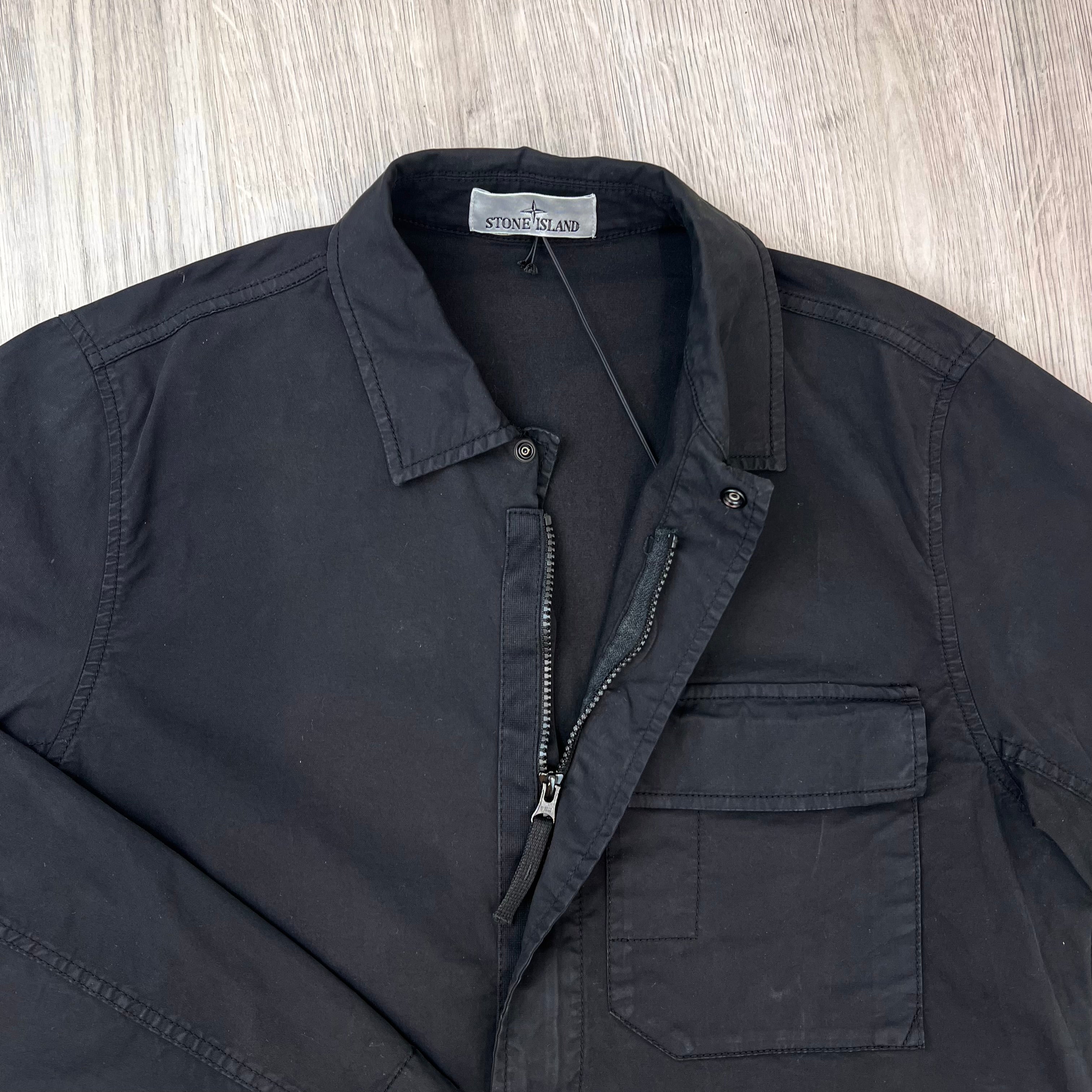 Stone Island Zip Overshirt - Black