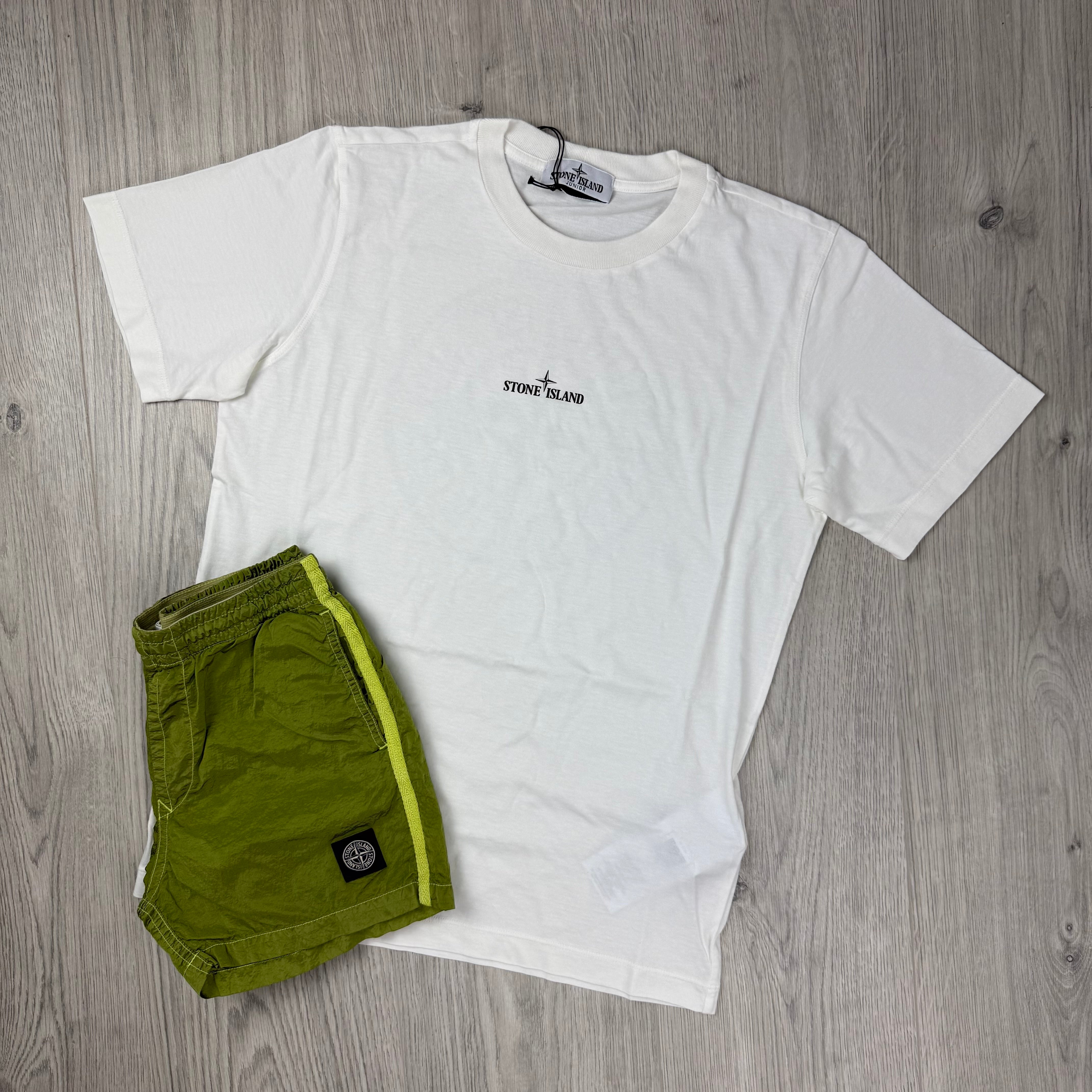 Stone Island Junior Holiday Set - White/Lime