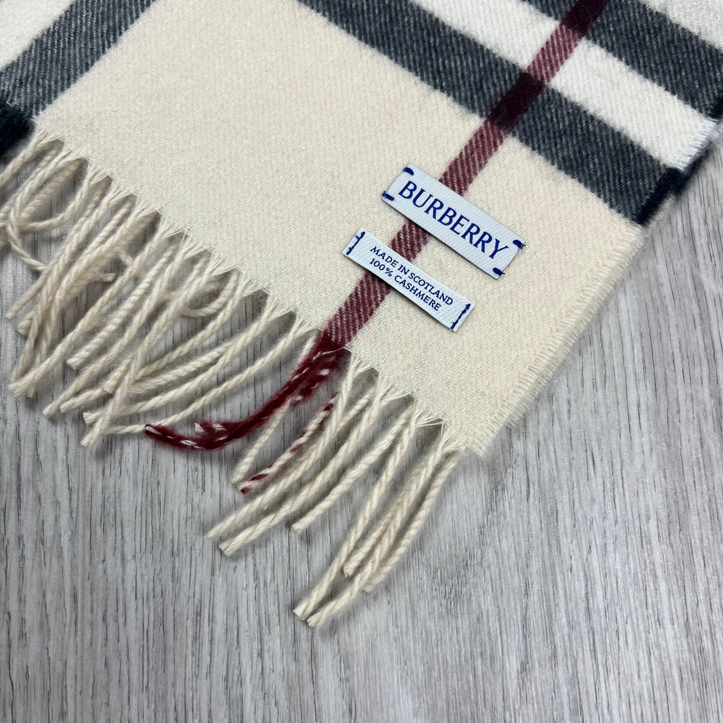 Burberry Reversible Cashmere Scarf in Archive Check. On sale at Open Attire.