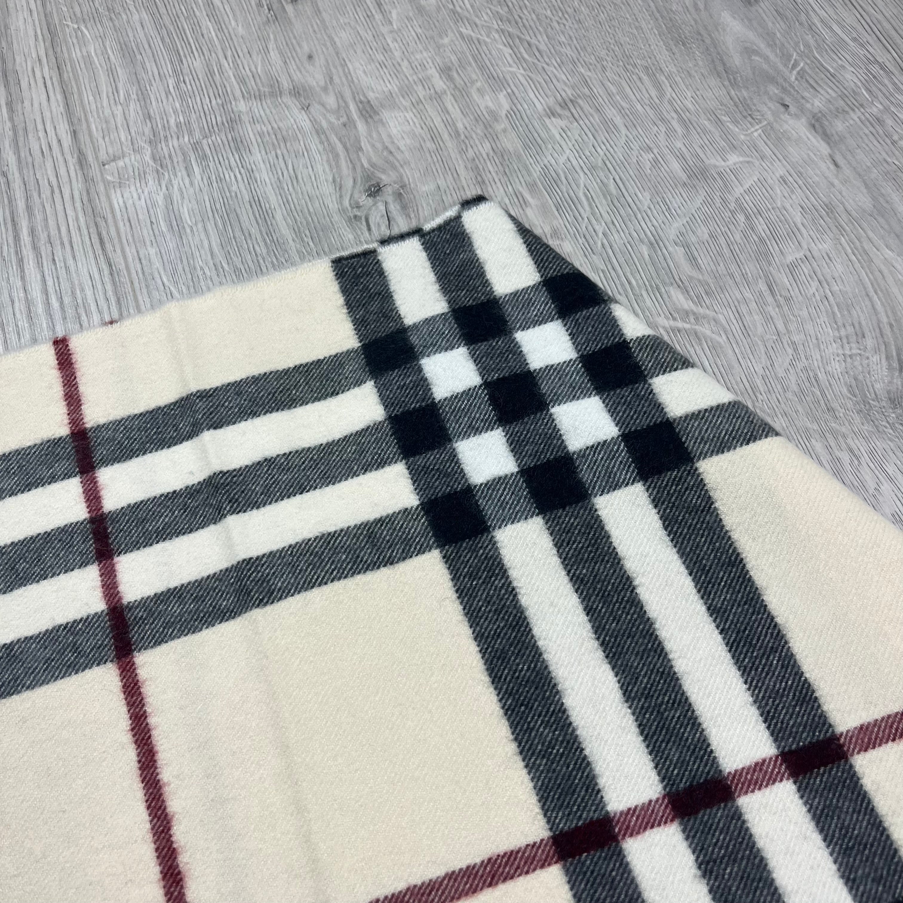 Burberry Reversible Cashmere Scarf in Archive Check. On sale at Open Attire.