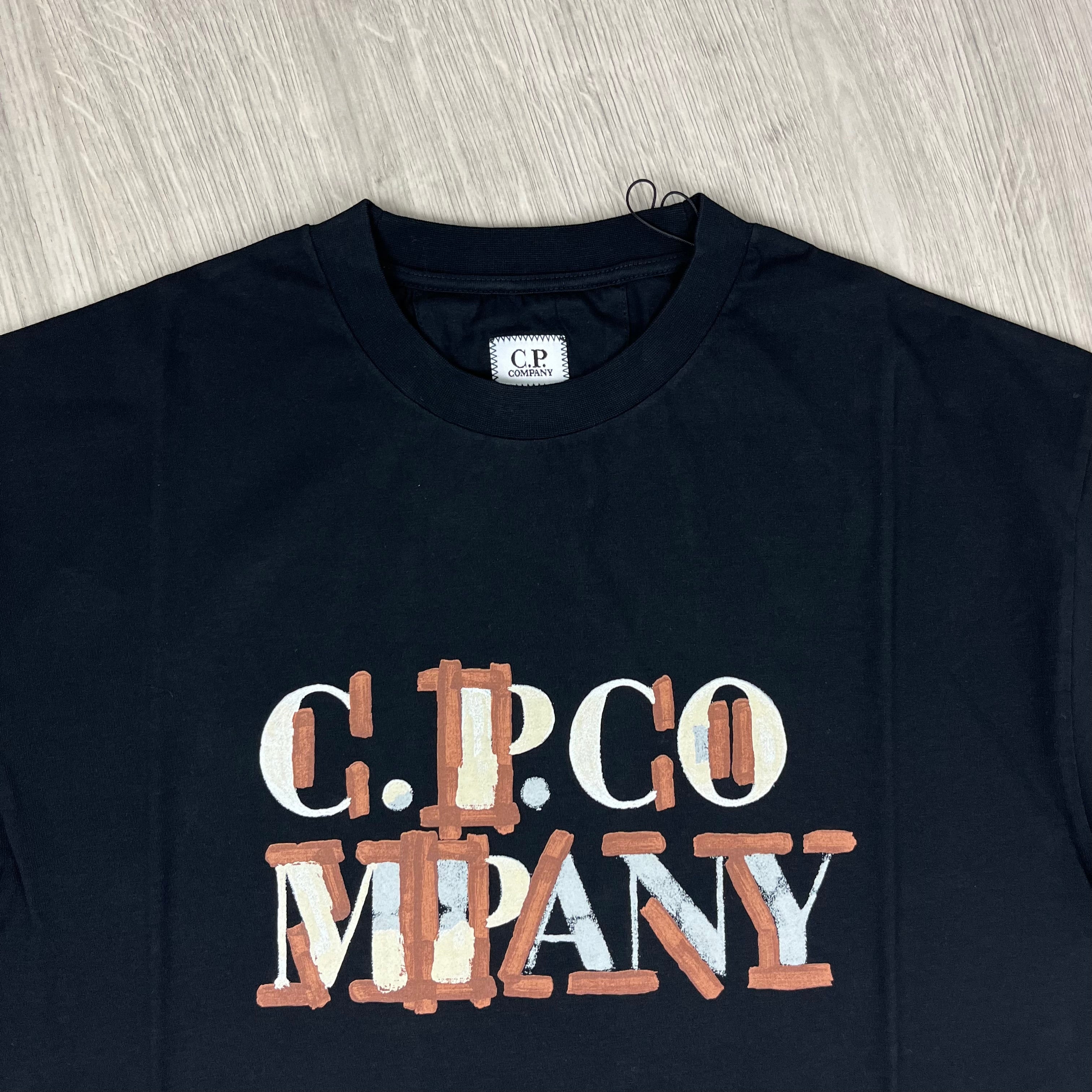 Men's CP Company Blurred T-Shirt in Black. On sale at Open Attire.