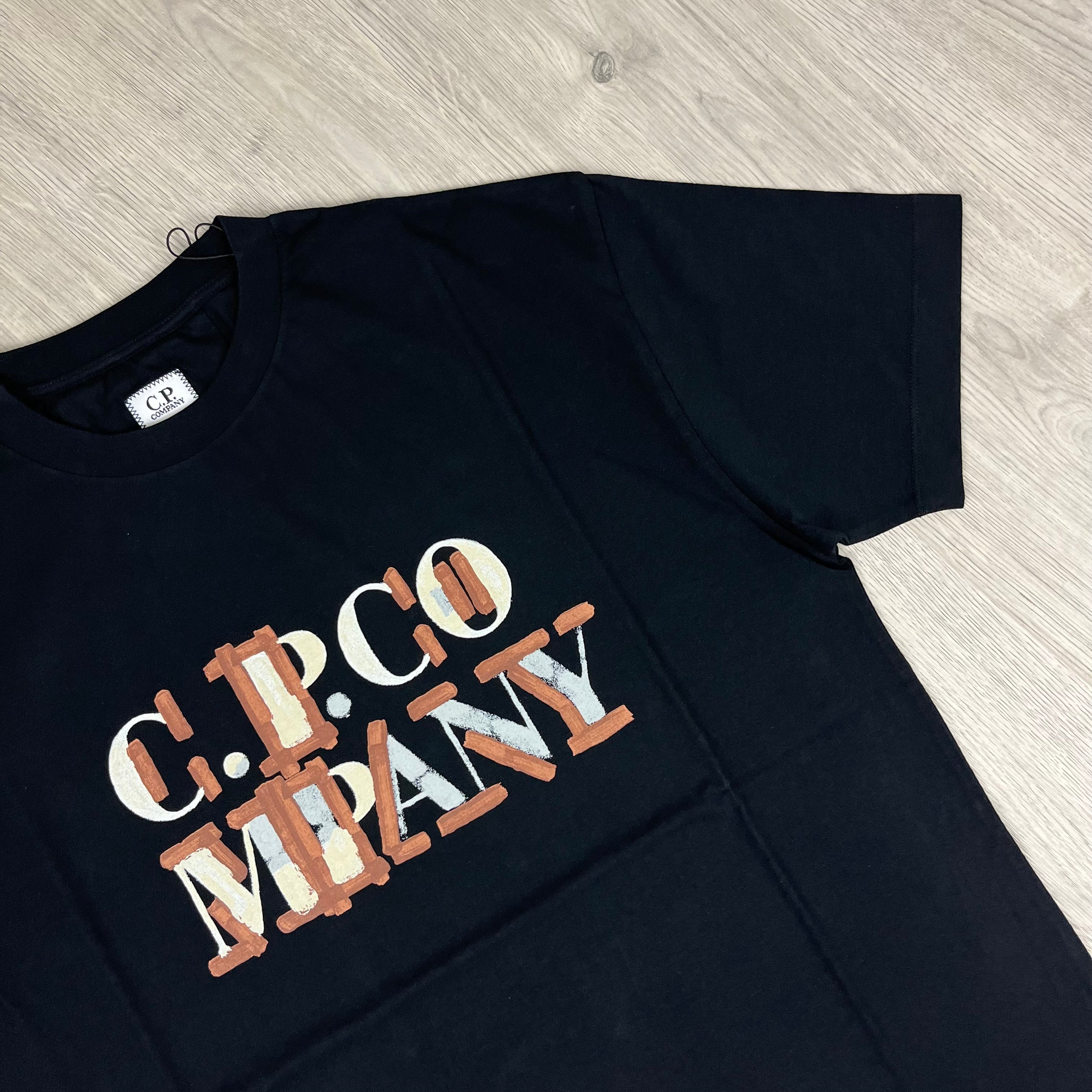 Men's CP Company Blurred T-Shirt in Black. On sale at Open Attire.