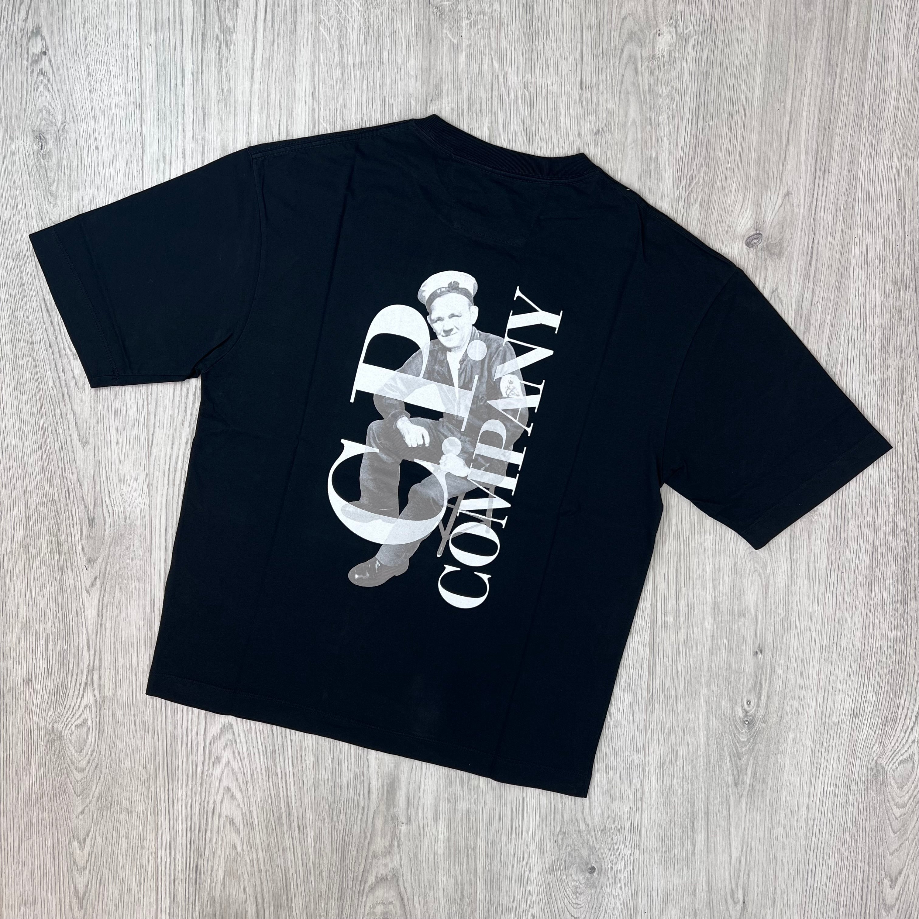 CP Company 30/1 Jersey Short Sleeve British Sailor T-Shirt in Black - rear view