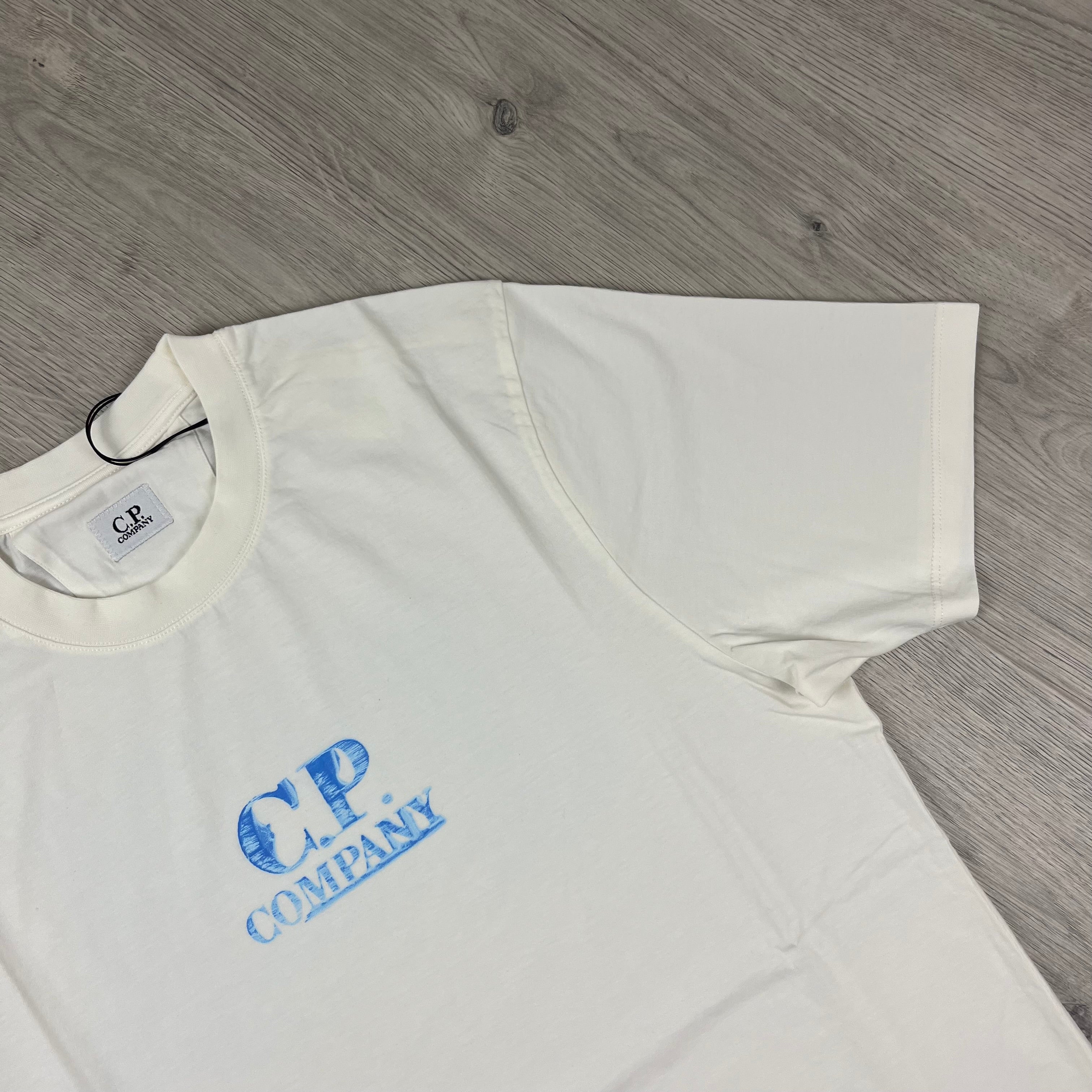 CP Company Logo T-Shirt in Gauze White. On sale at Open Attire.