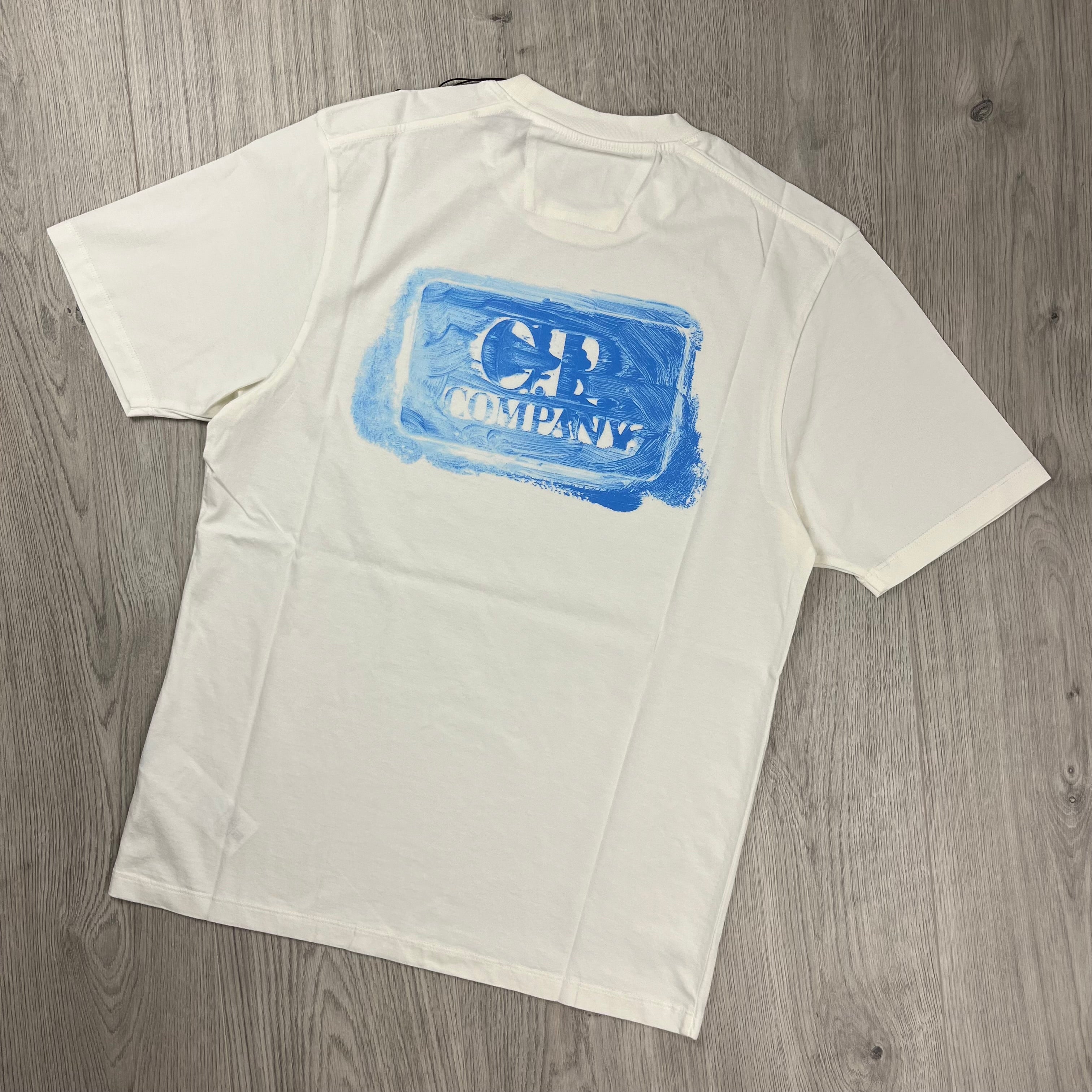 CP Company Logo T-Shirt in Gauze White. On sale at Open Attire.