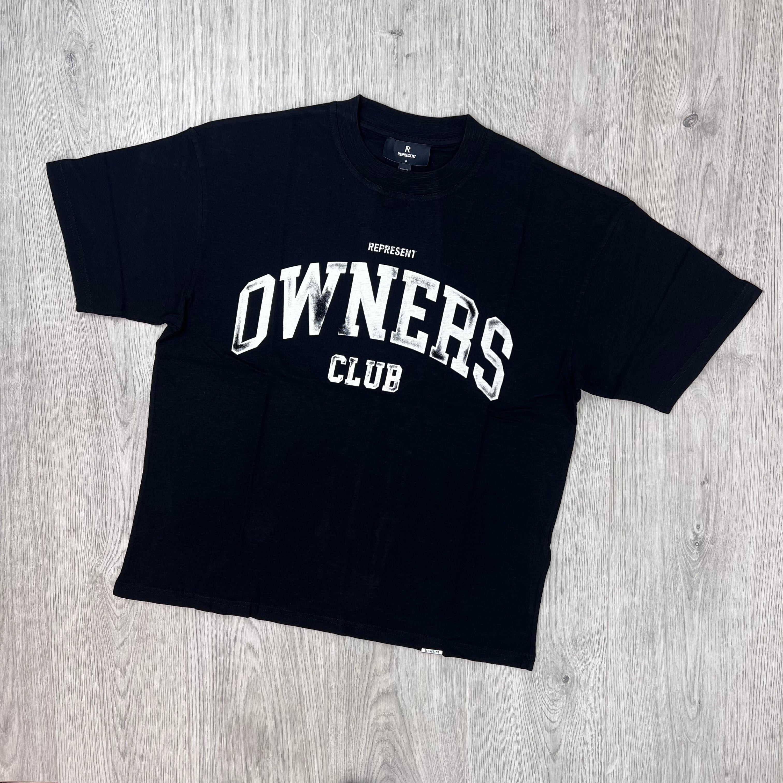 Front view of the Represent Owners Club T-Shirt in Jet Black.