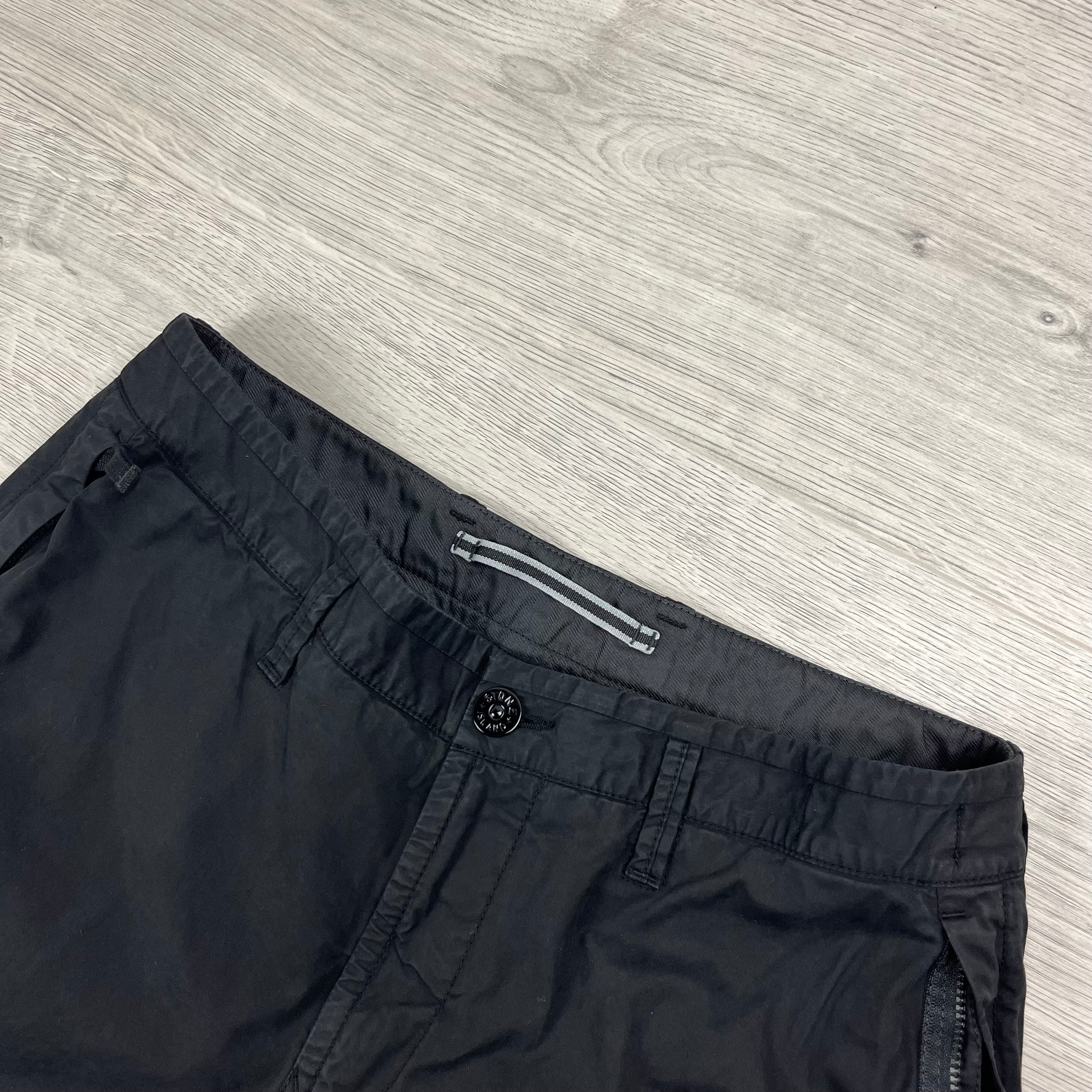 Stone Island Bermuda Cargo Shorts in Black. On sale at Open Attire.