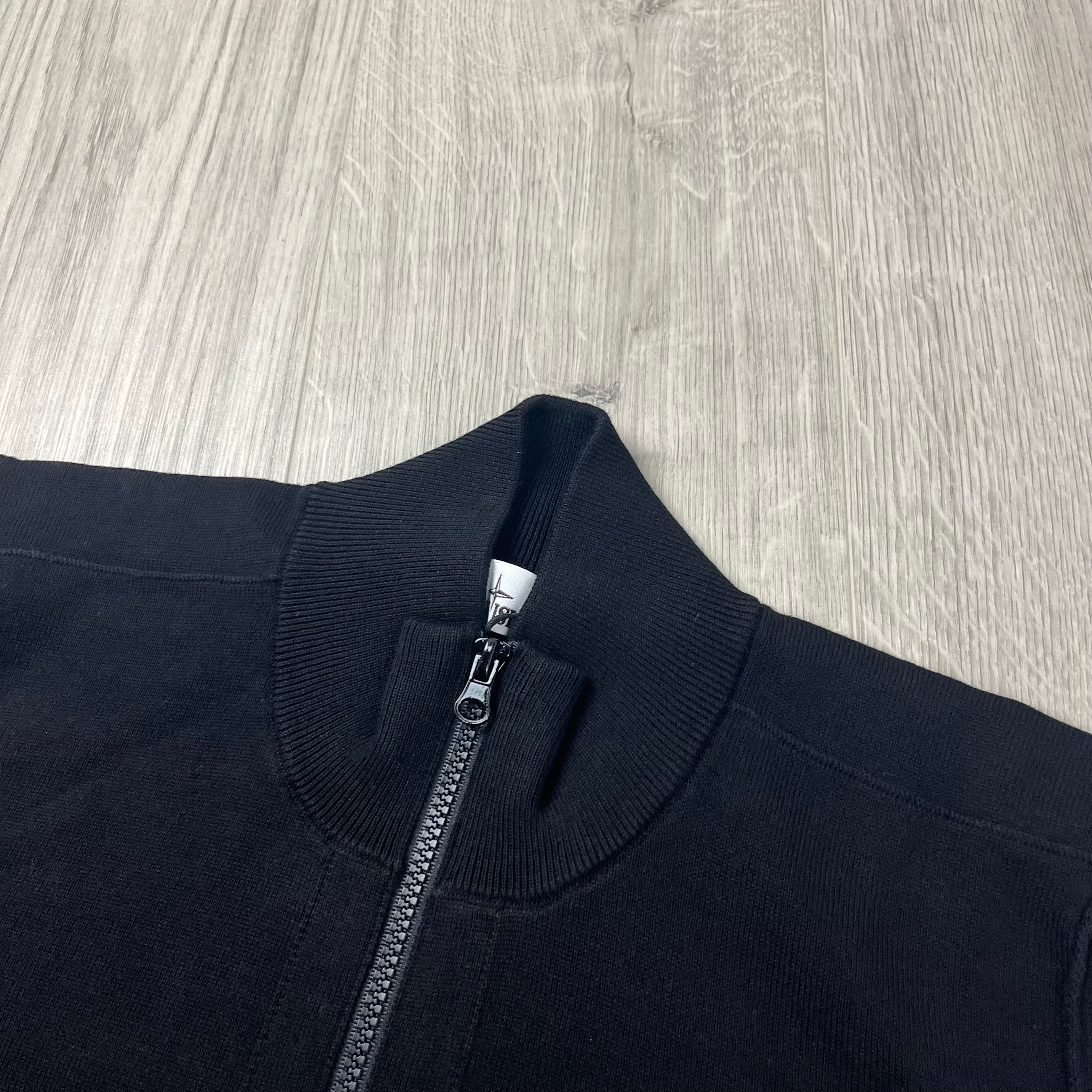 Stone Island Half Zip Knit Fleece in Black. On sale at Open Attire.