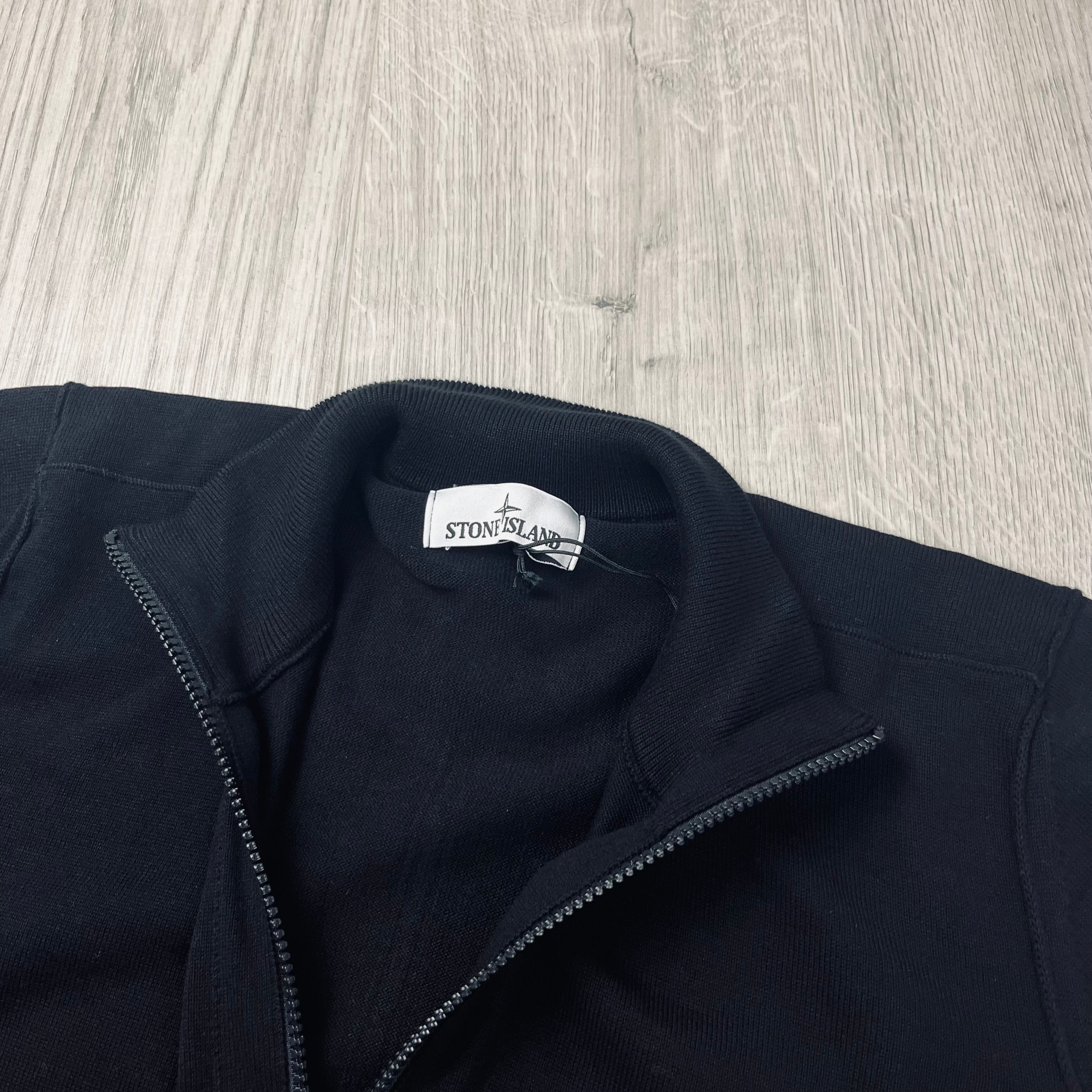 Stone Island Half Zip Knit Fleece in Black. On sale at Open Attire.